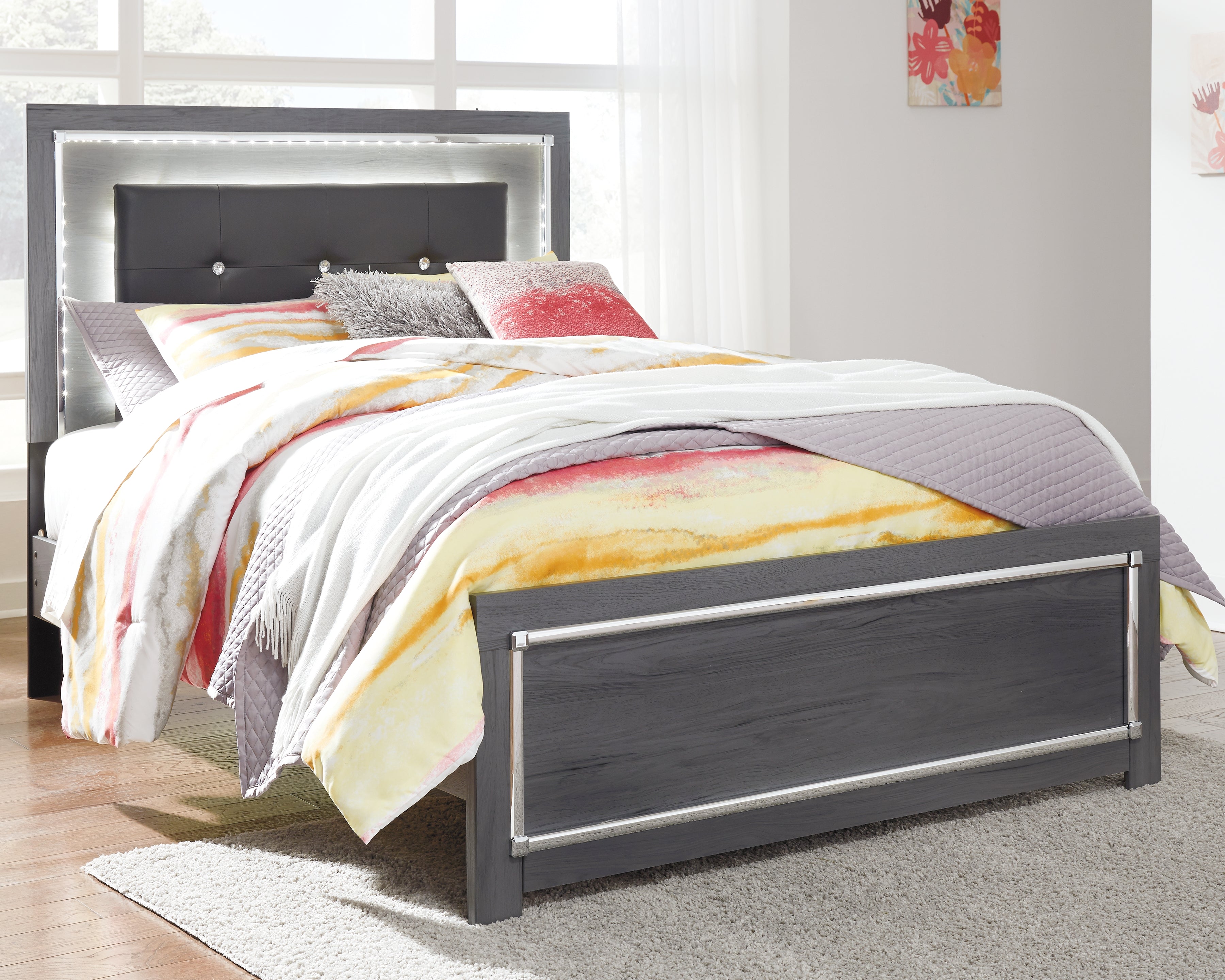 A2Z Furniture - Ashley Furniture - Lodanna Bedroom - Full Panel Bed / Gray - B214B4