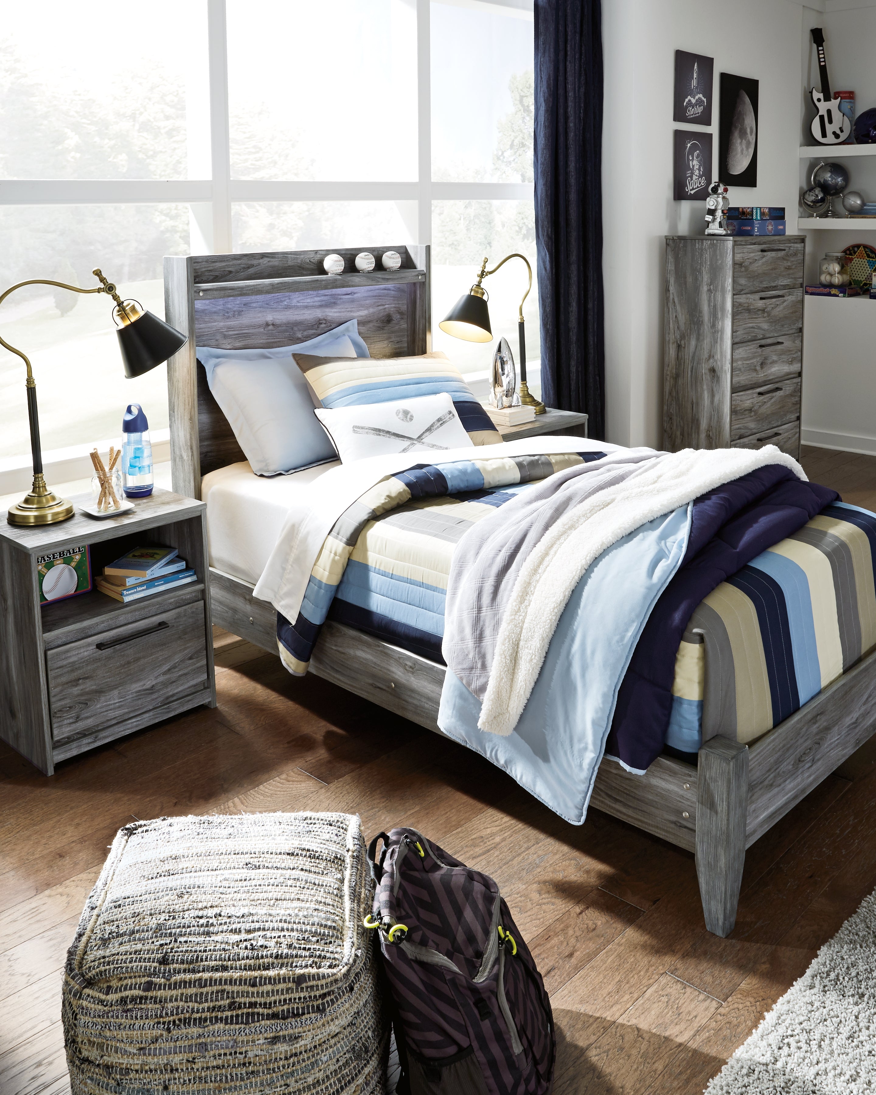 A2Z Furniture - Ashley Furniture - Baystorm Bedroom - Twin Panel Bed / Gray - B221B20