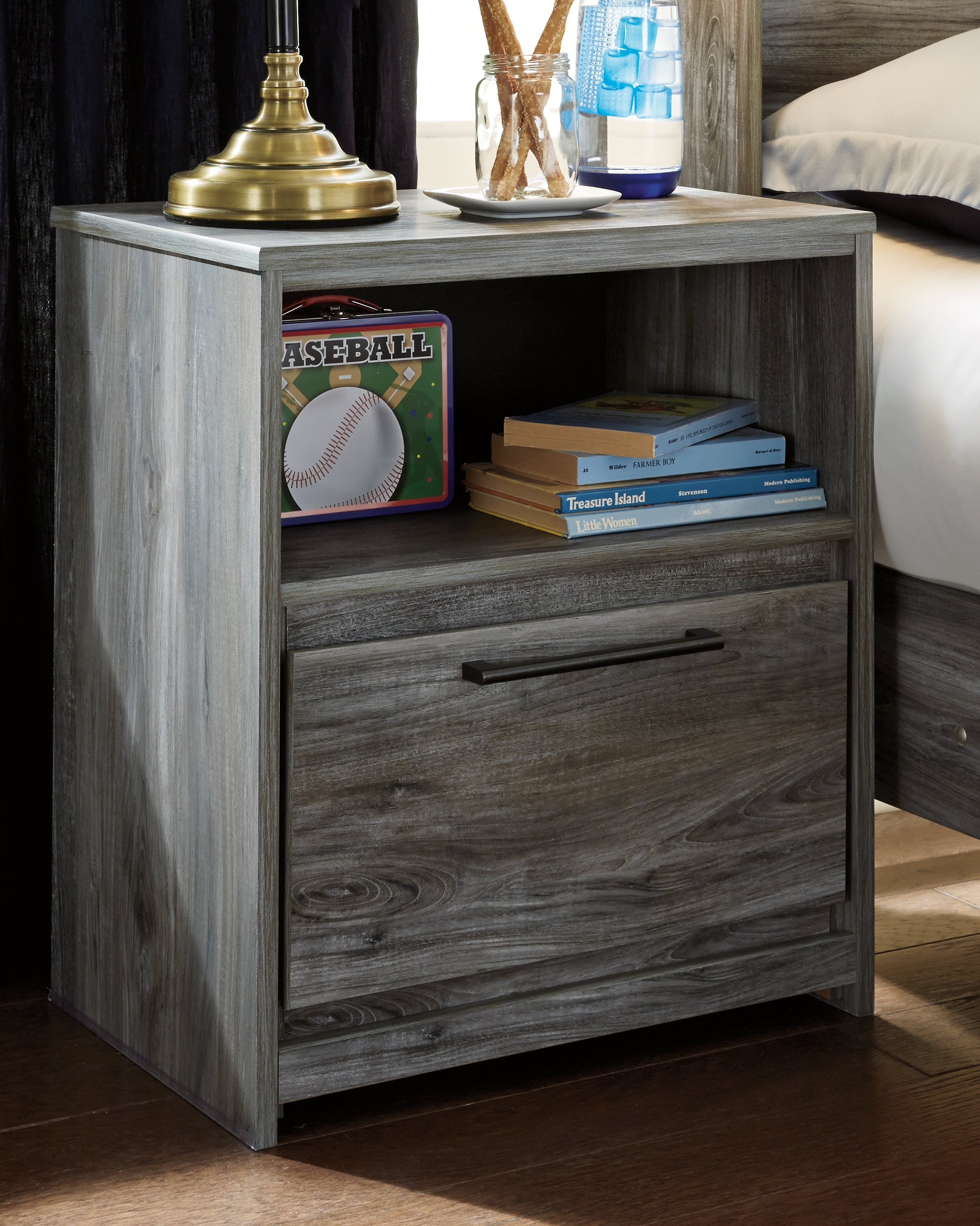 A2Z Furniture - Ashley Furniture - Baystorm Bedroom - One Drawer Night Stand / Gray - B221-91