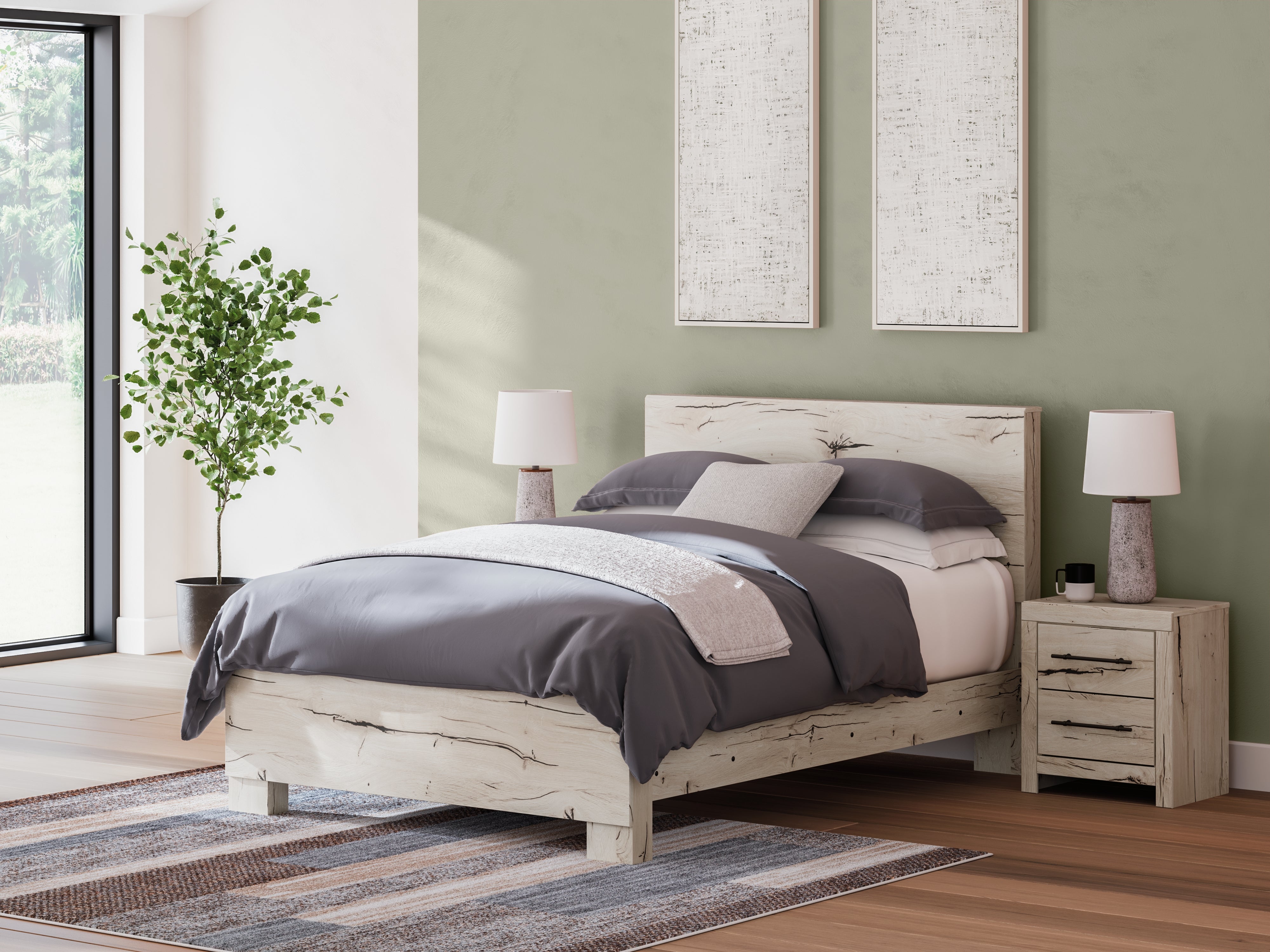 A2Z Furniture - Ashley Furniture - Lawroy Bedroom - Queen Panel Bed / Light Natural - B2310B2