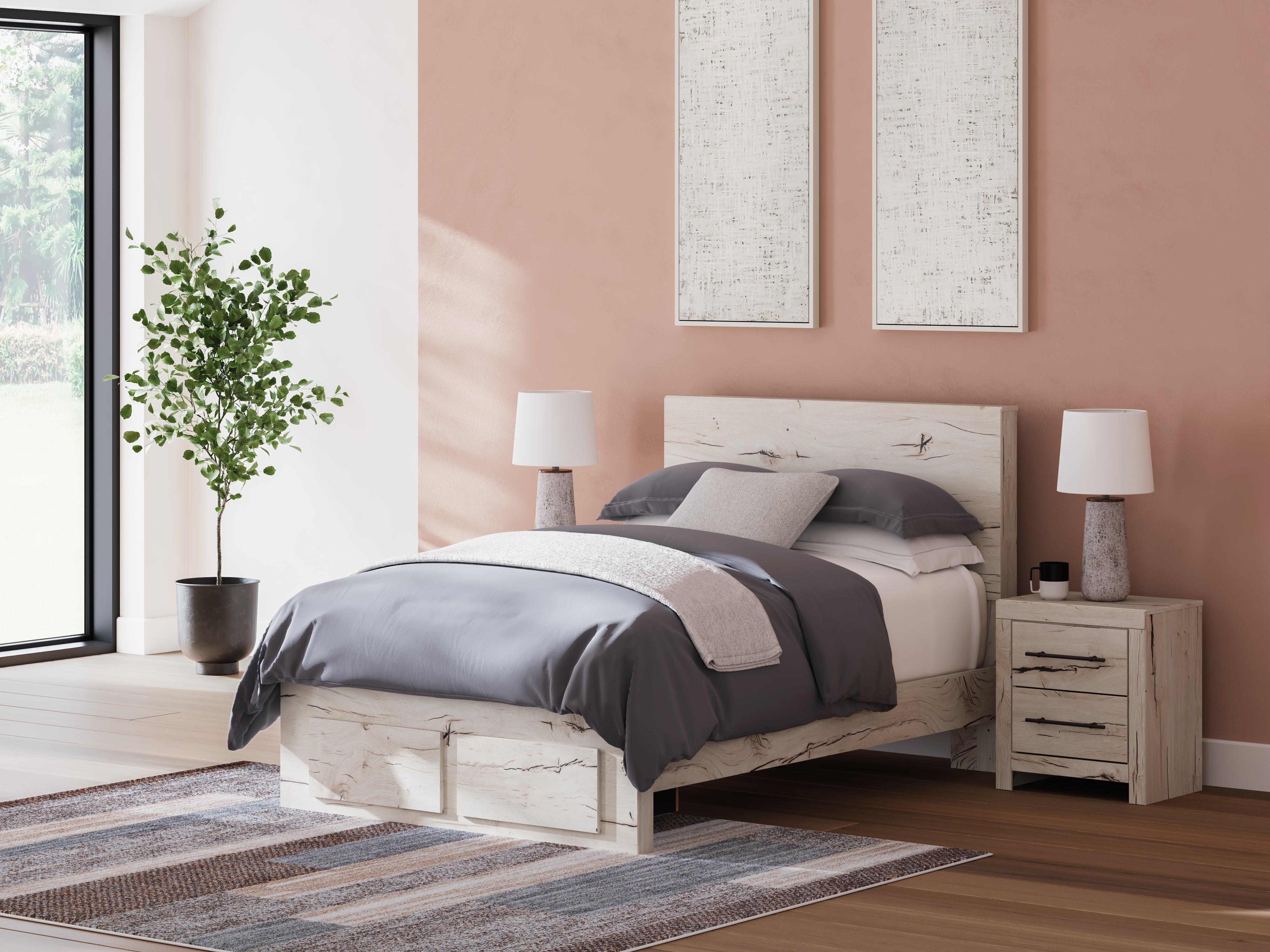A2Z Furniture - Ashley Furniture - Lawroy Bedroom - Full Panel Storage Bed / Light Natural - B2310B20