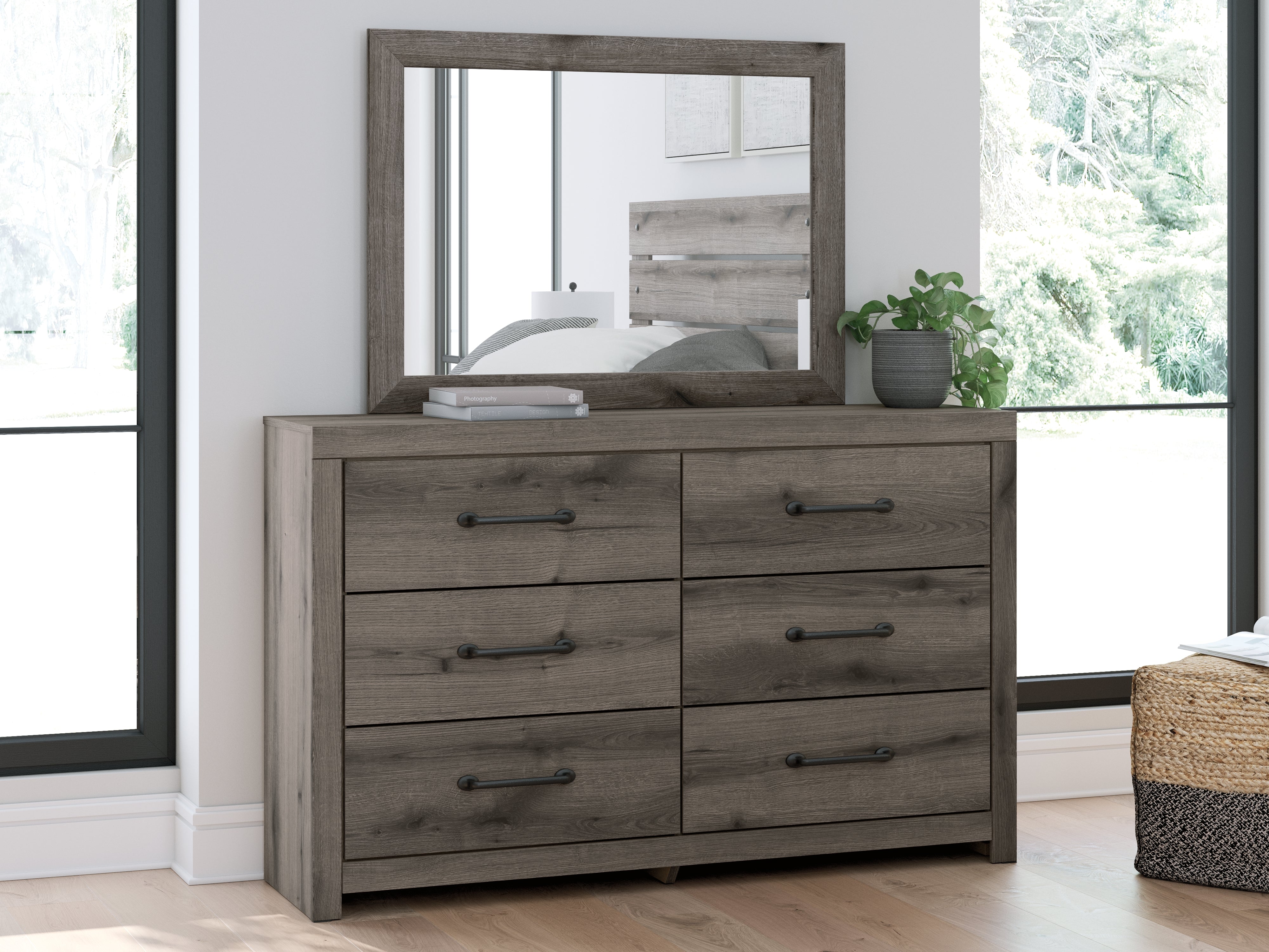 A2Z Furniture - Ashley Furniture - Graystorm Bedroom - Dresser and Mirror / Brown Gray - PCB2405B1