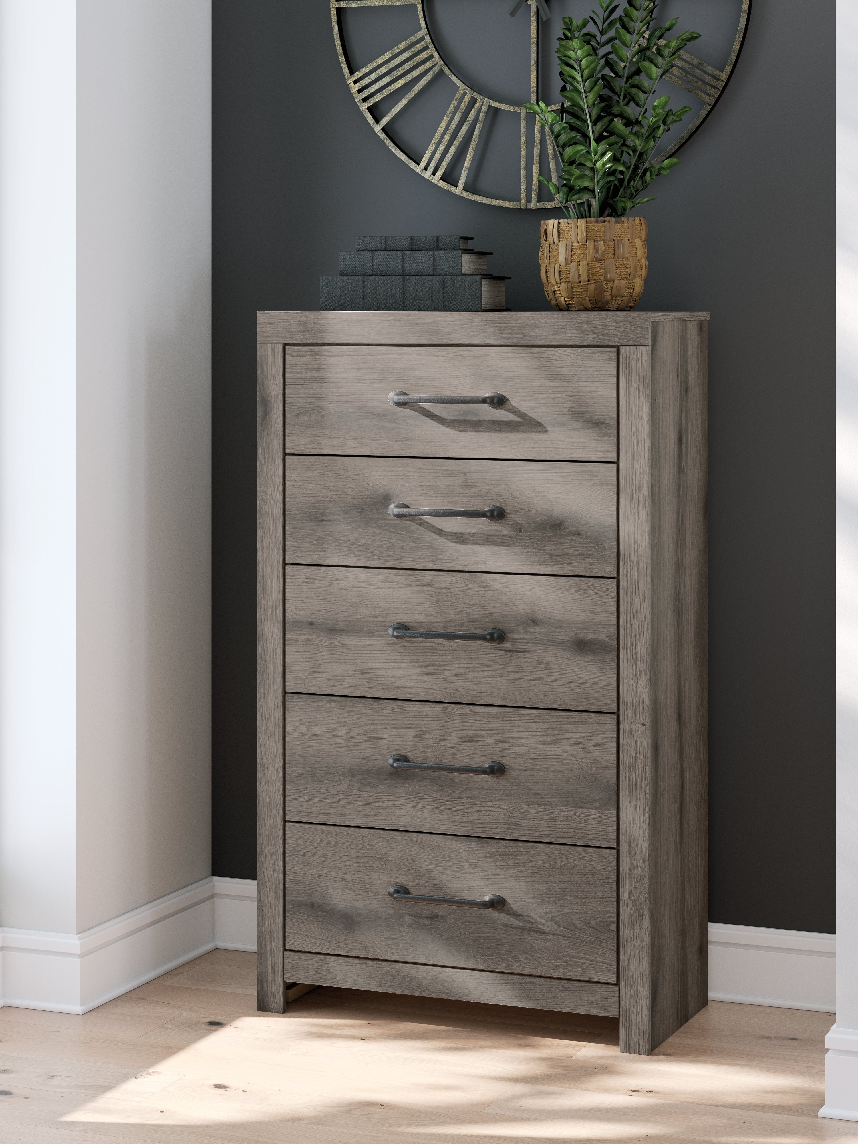 A2Z Furniture - Ashley Furniture - Graystorm Bedroom - Five Drawer Chest / Brown Gray - PCB2405-46