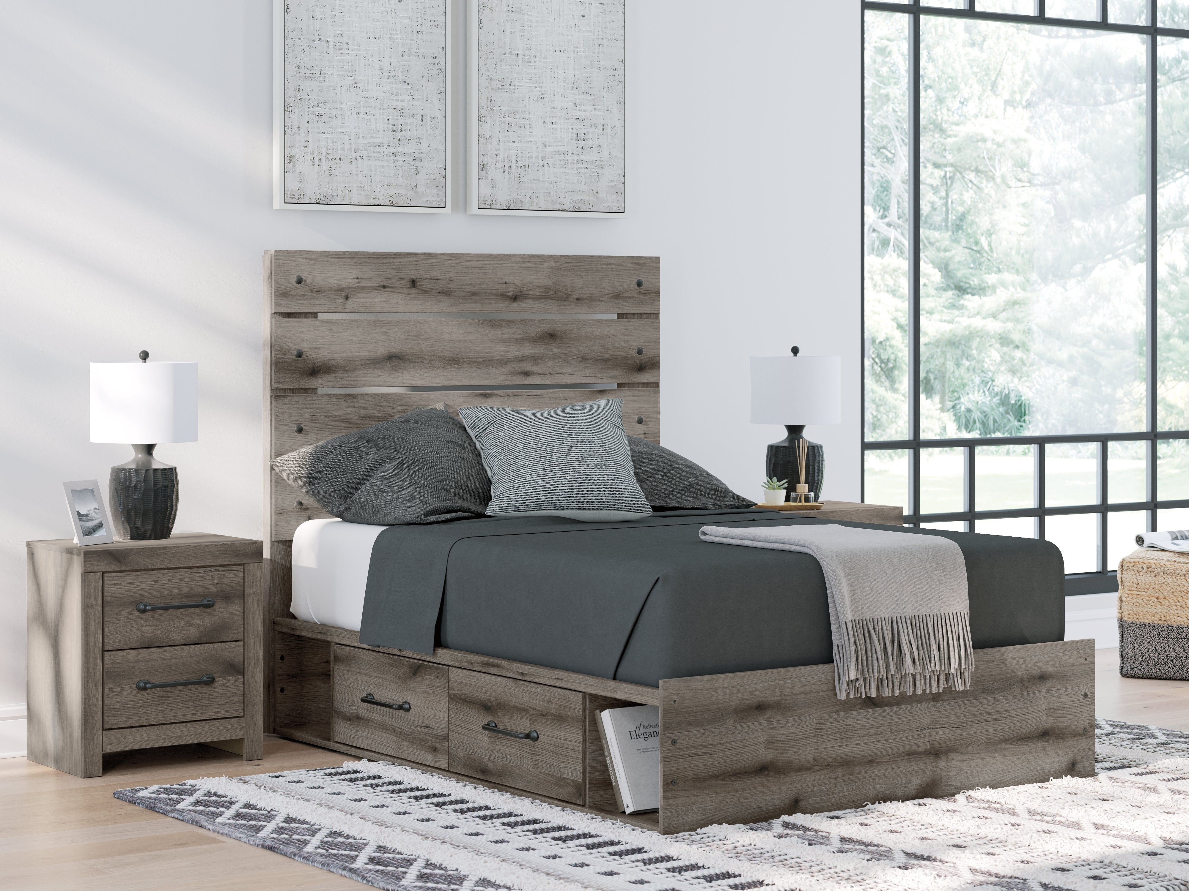A2Z Furniture - Ashley Furniture - Graystorm Bedroom - Full Panel Storage Bed / Brown Gray - PCB2405B16
