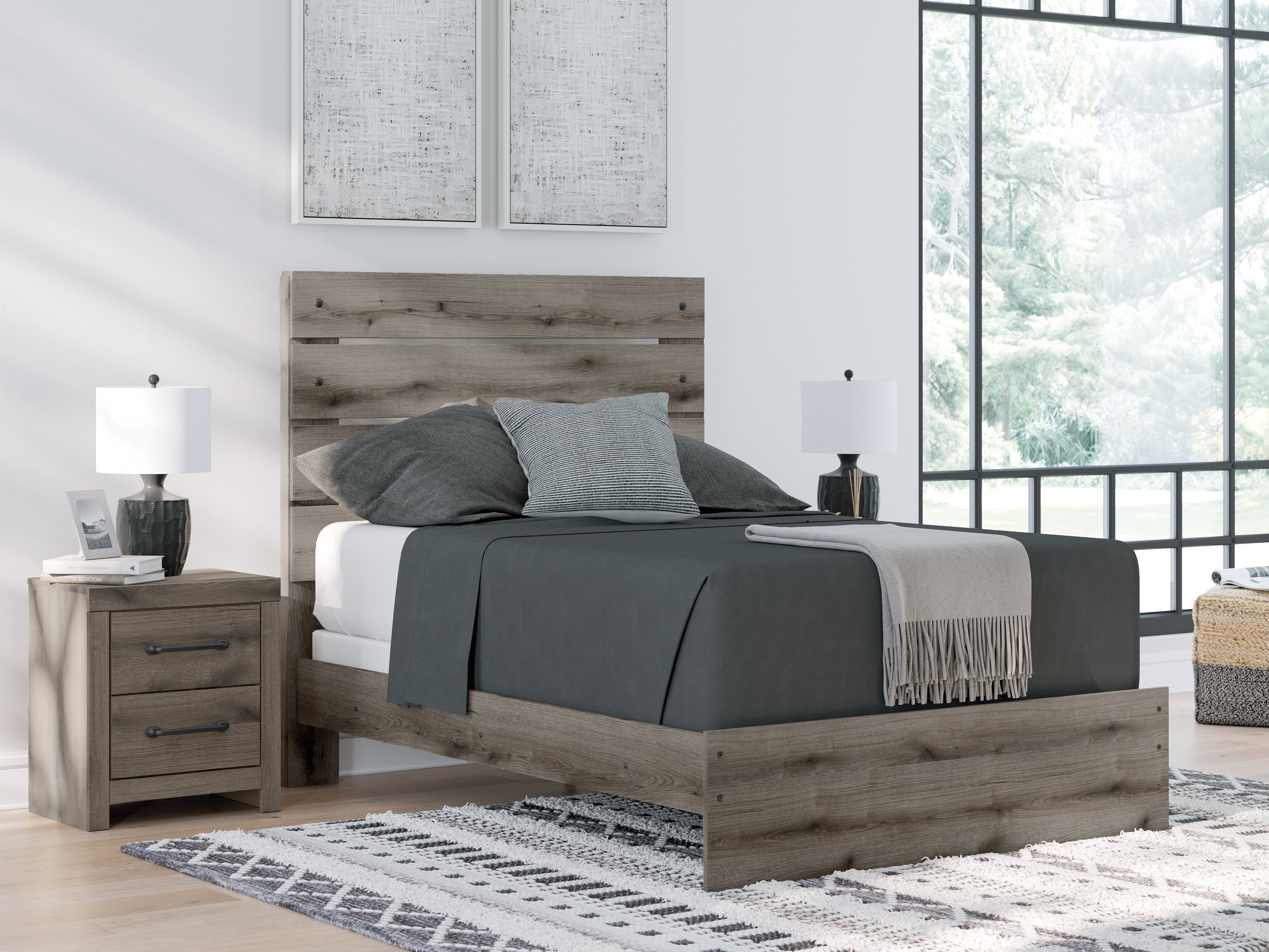 A2Z Furniture - Ashley Furniture - Graystorm Bedroom - Full Panel Bed / Brown Gray - PCB2405B13
