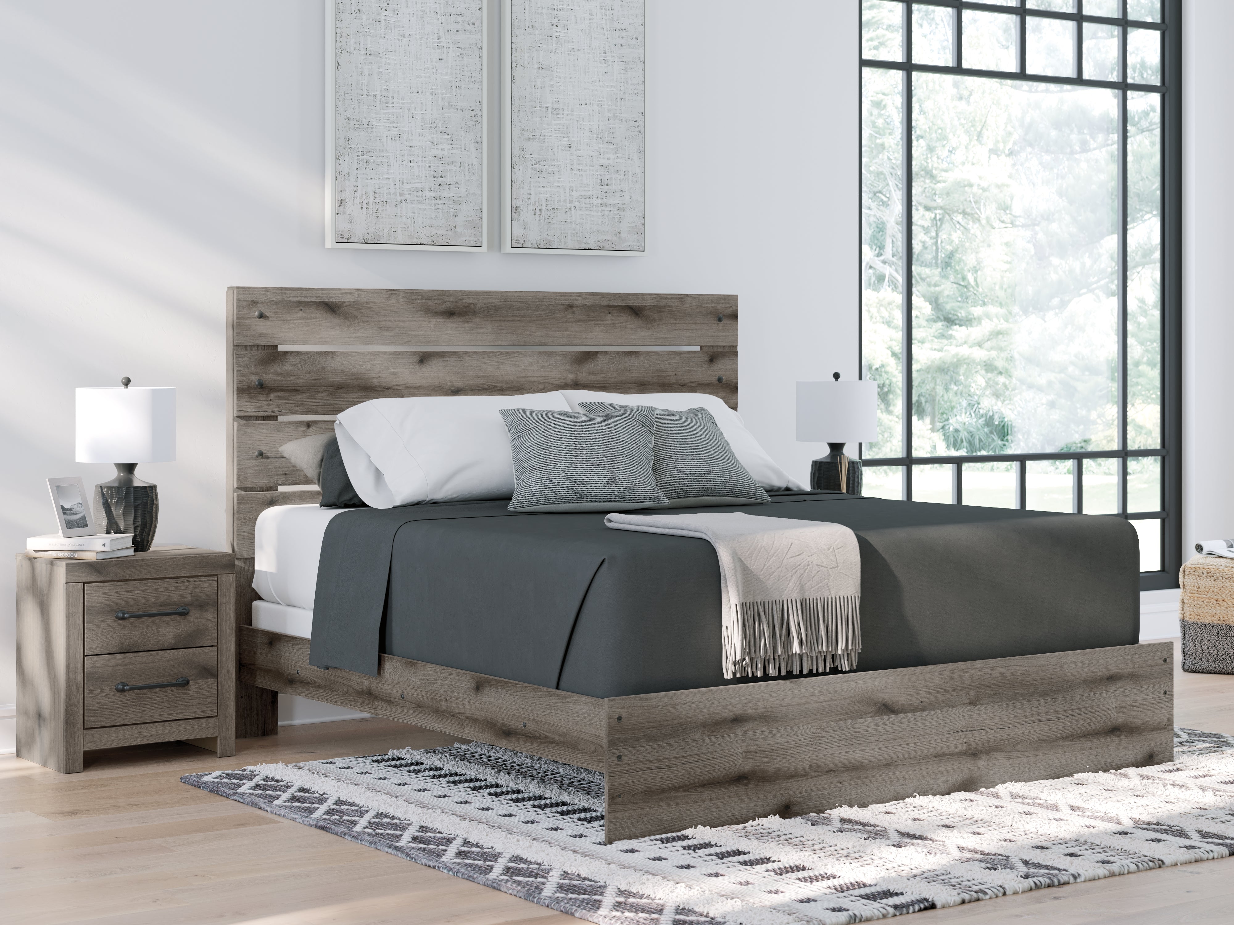 A2Z Furniture - Ashley Furniture - Graystorm Bedroom - King Panel Bed / Brown Gray - PCB2405B8