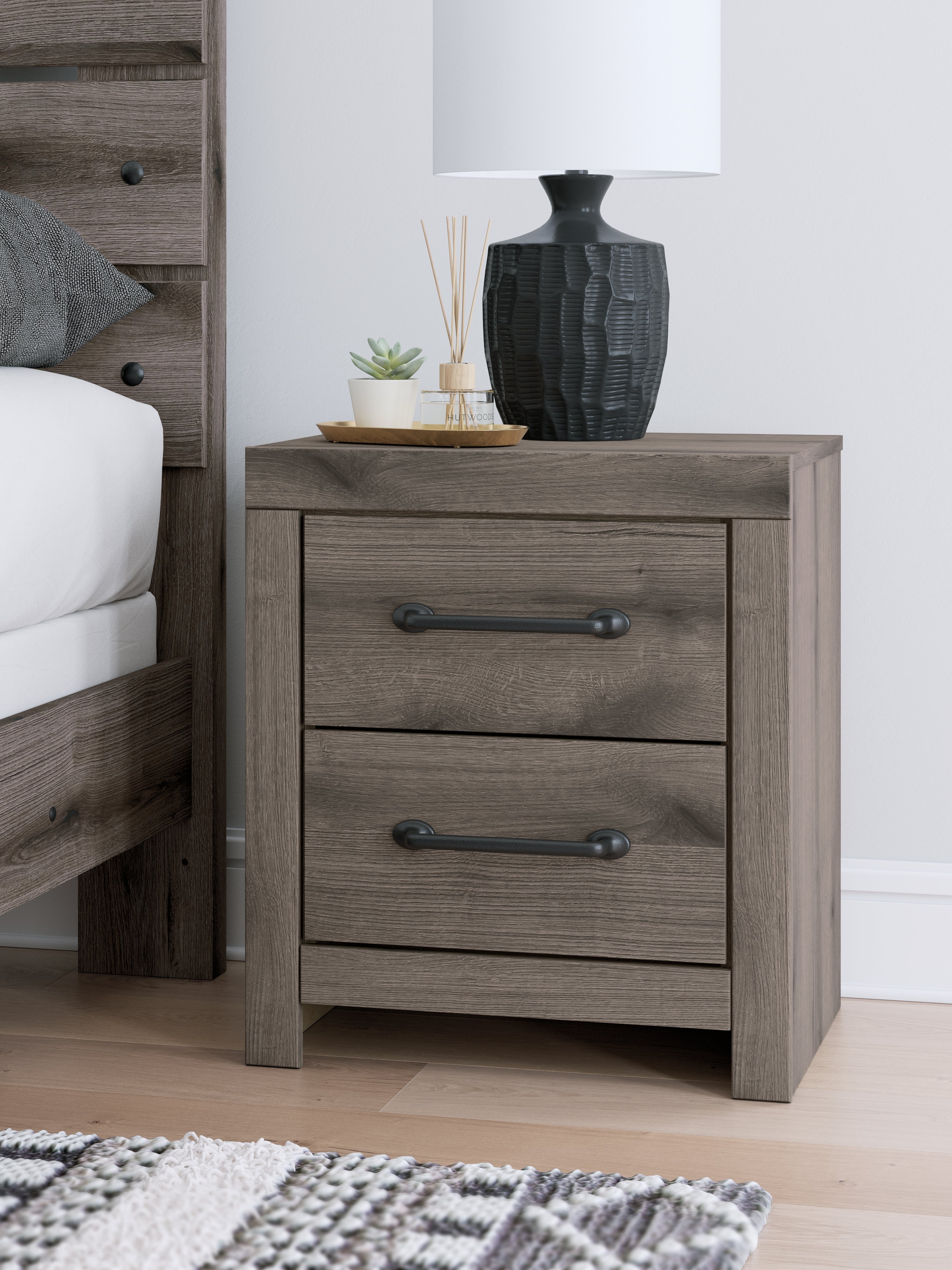 A2Z Furniture - Ashley Furniture - Graystorm Bedroom - Two Drawer Night Stand / Brown Gray - PCB2405-92
