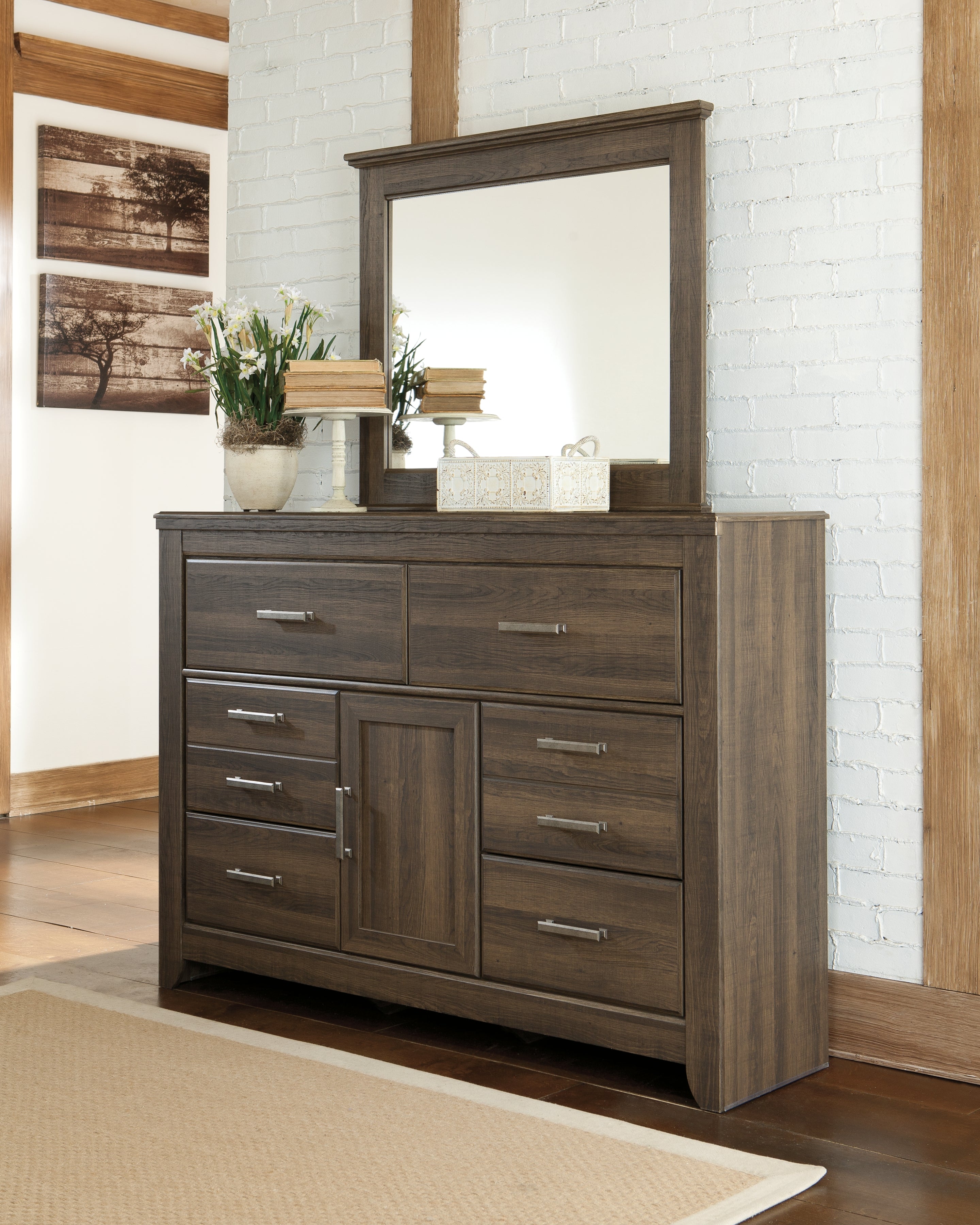 A2Z Furniture - Ashley Furniture - Juararo Bedroom - Dresser and Mirror / Dark Brown - B251B1