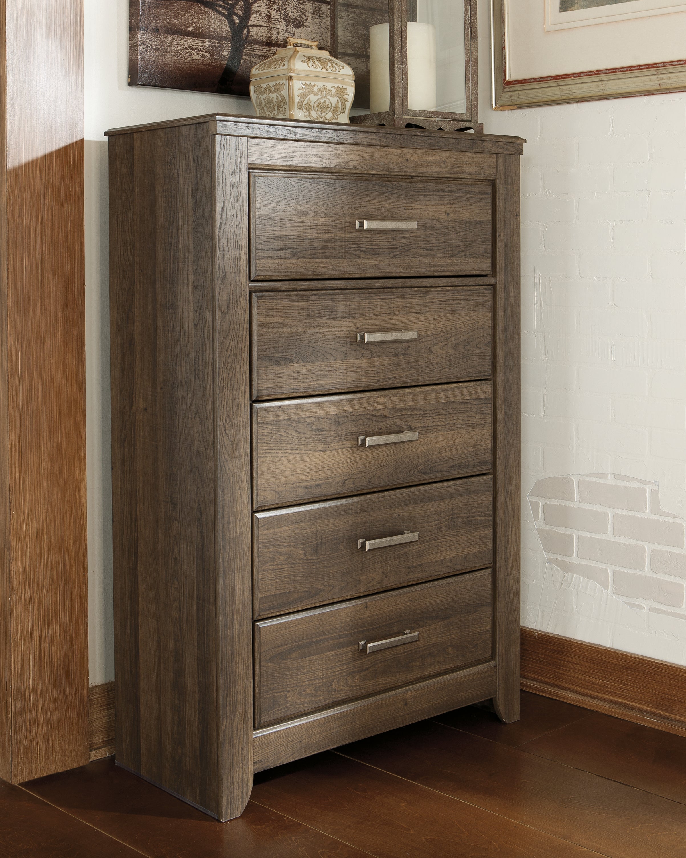 A2Z Furniture - Ashley Furniture - Juararo Bedroom - Five Drawer Chest / Dark Brown - B251-46