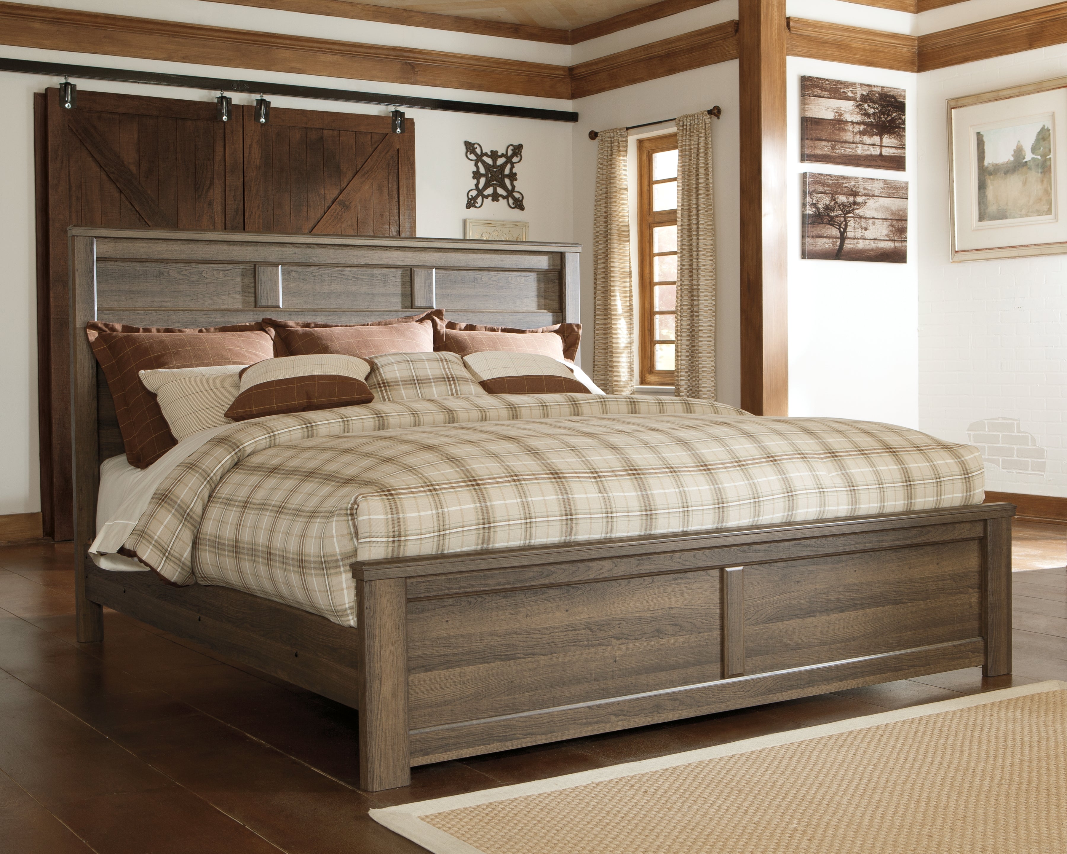 A2Z Furniture - Ashley Furniture - Juararo Bedroom - King Panel Bed / Dark Brown - B251B9