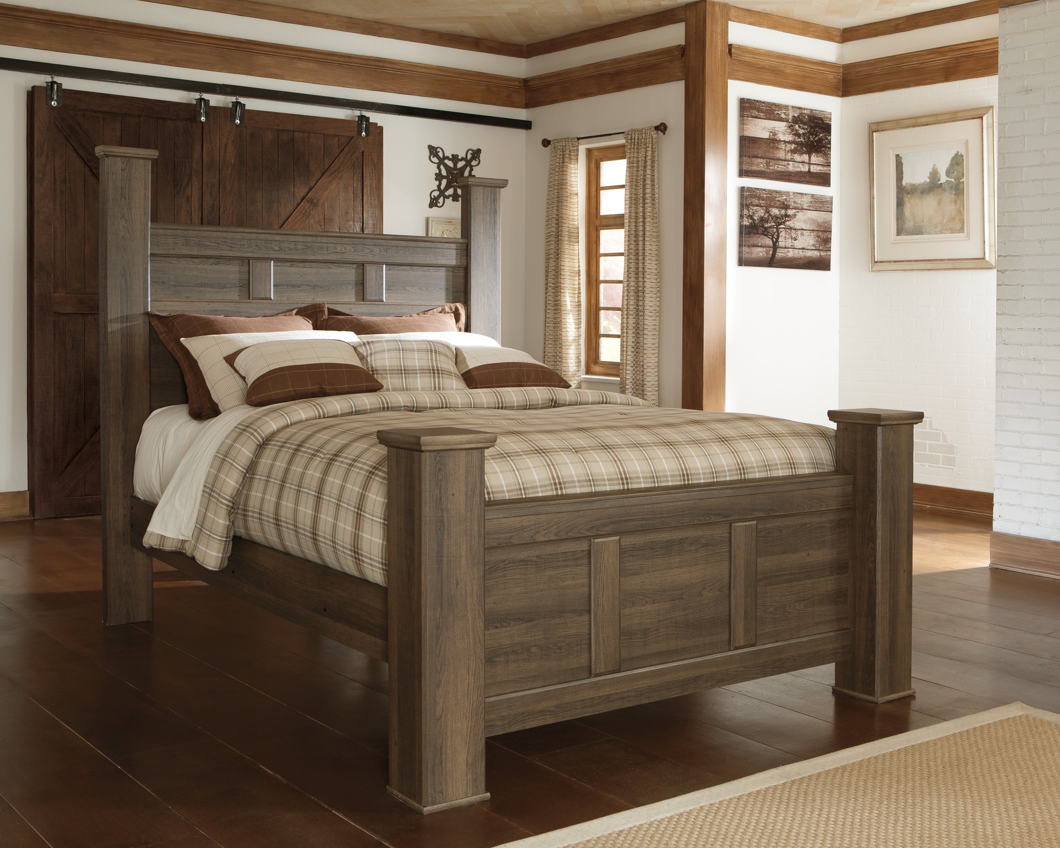 A2Z Furniture - Ashley Furniture - Juararo Bedroom - Queen Poster Bed / Dark Brown - B251B3