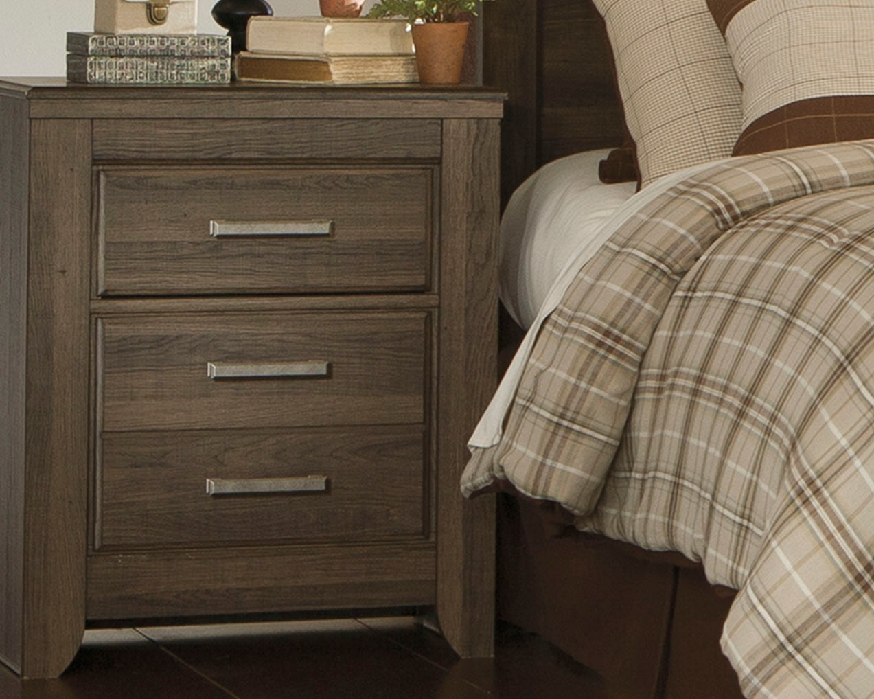 A2Z Furniture - Ashley Furniture - Juararo Bedroom - Two Drawer Night Stand / Dark Brown - B251-92
