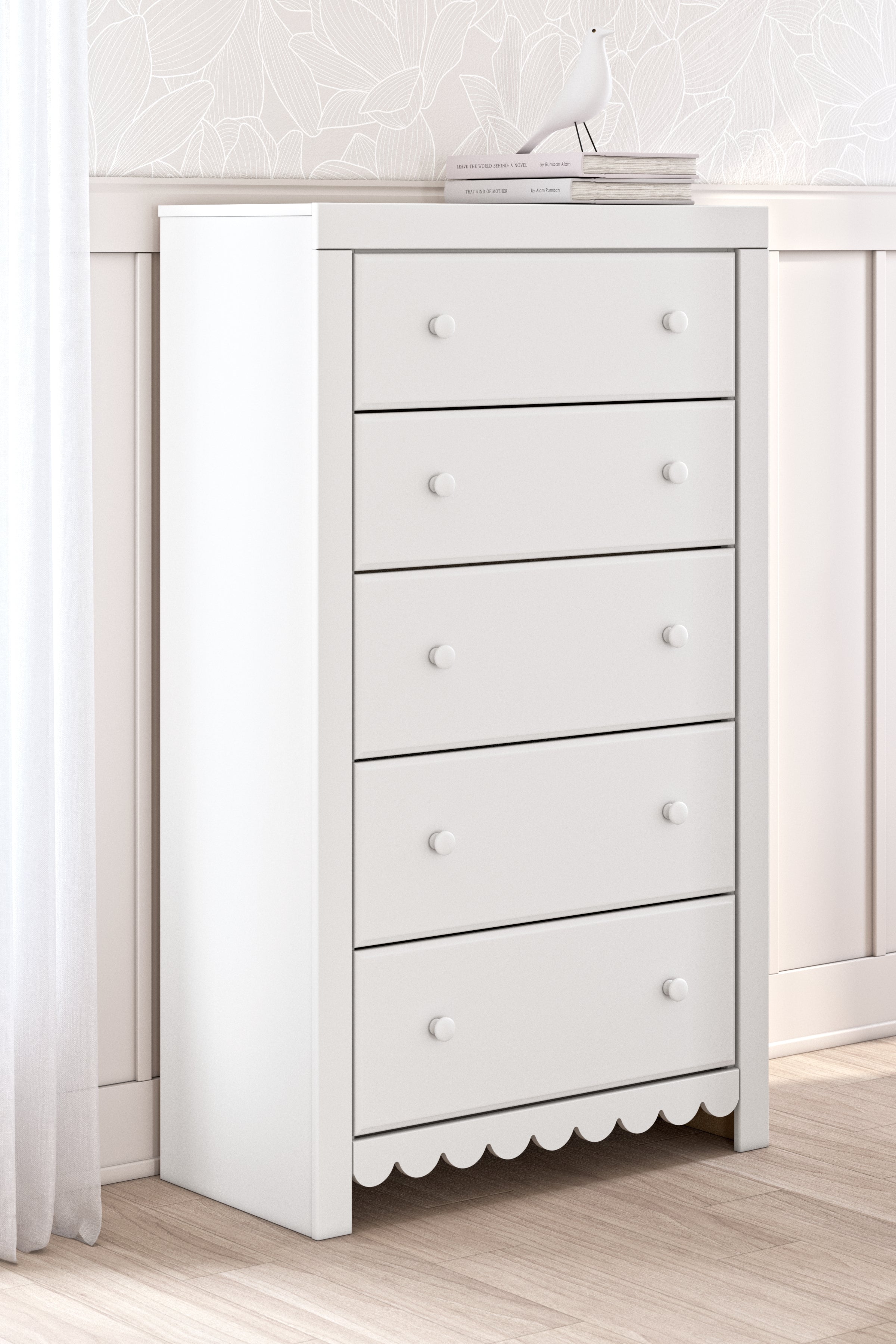 A2Z Furniture - Ashley Furniture - Mollviney Bedroom - Five Drawer Chest / White - B2540-46