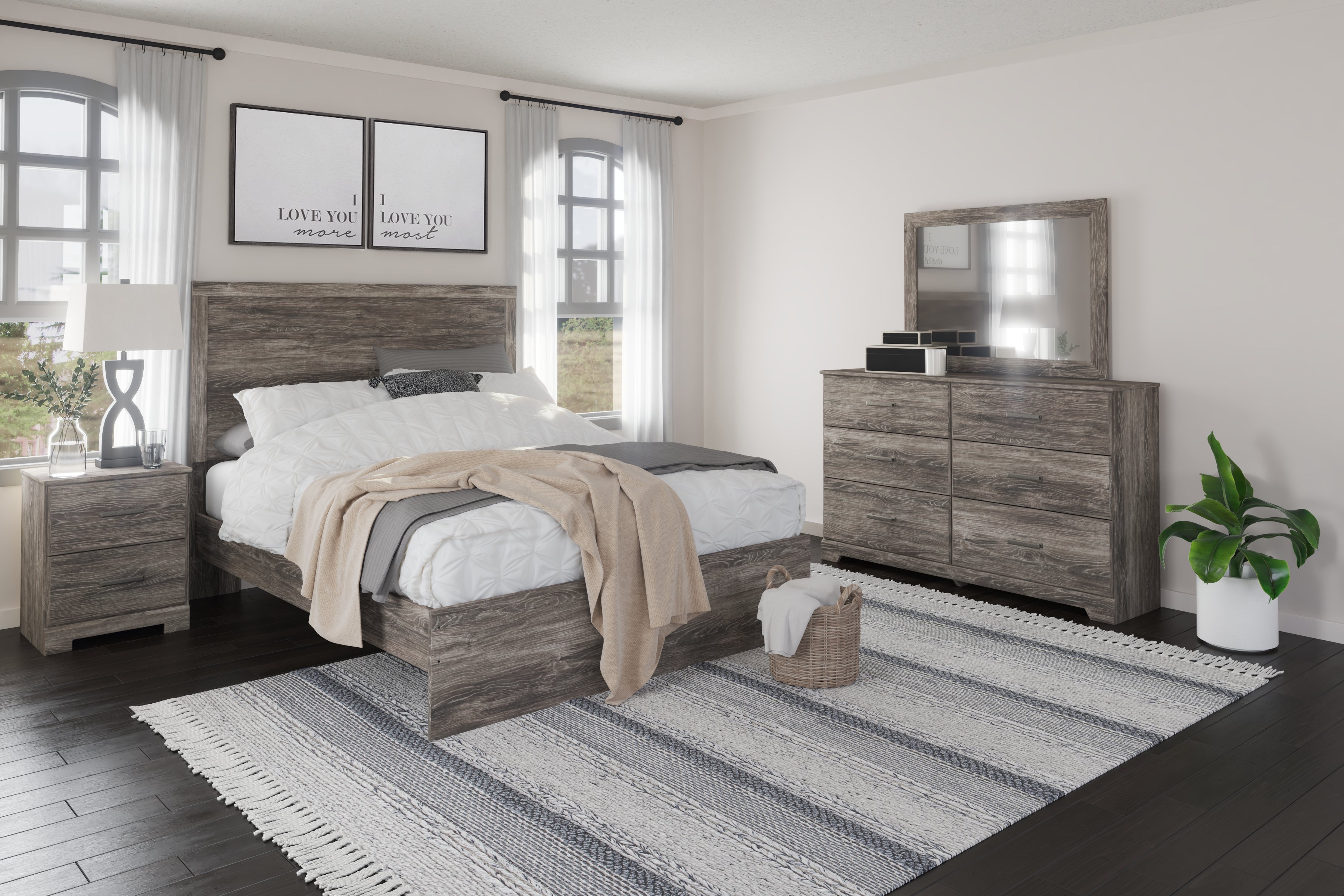A2Z Furniture - Ashley Furniture - Ralinksi Bedroom - Two Drawer Night Stand / Gray - B2587-92