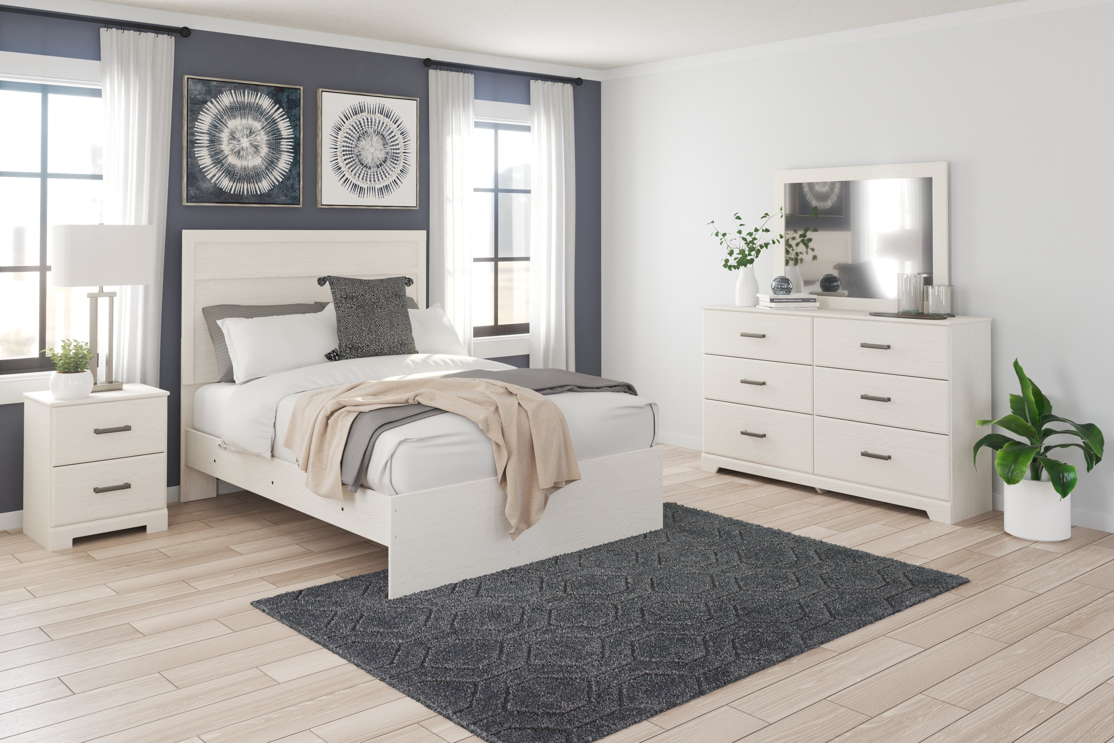 A2Z Furniture - Ashley Furniture - Stelsie Bedroom - Dresser and Mirror / White - B2588B1