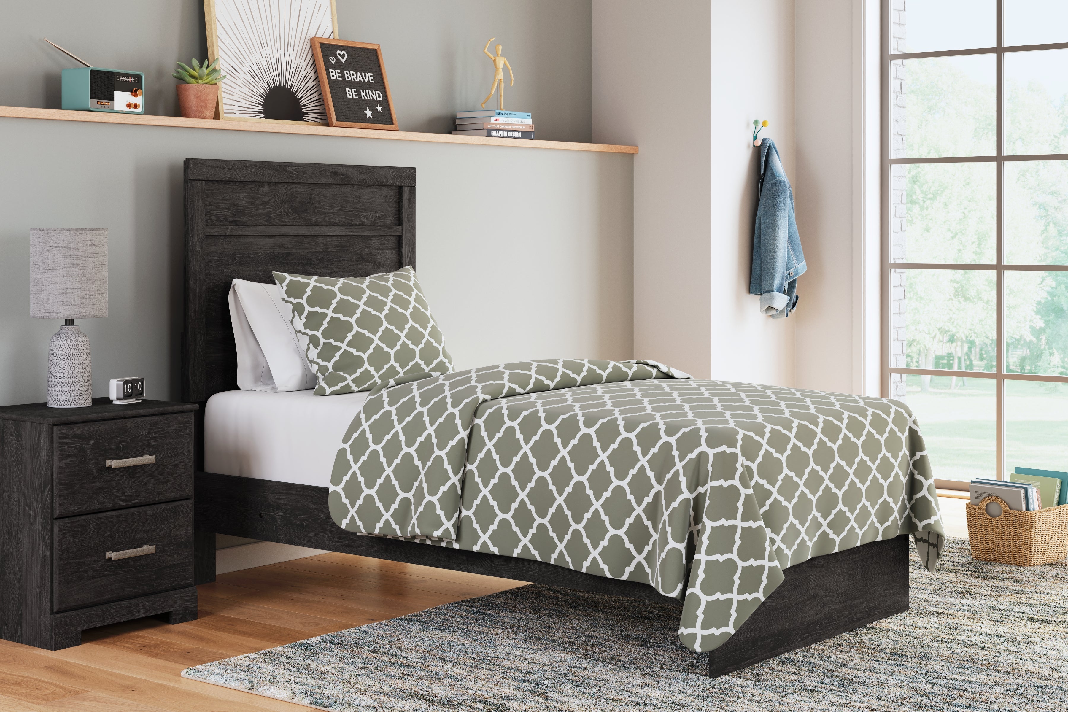 A2Z Furniture - Ashley Furniture - Belachime Bedroom - Twin Panel Bed / Charcoal - B2589B11