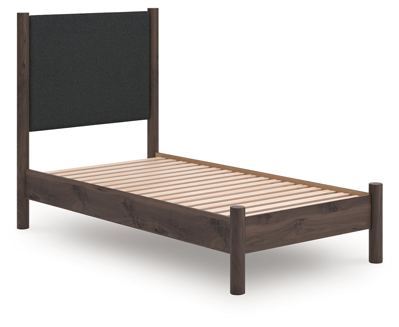 A2Z Furniture - Ashley Furniture - Pamytta Bedroom - Twin Upholstered Panel Platform Bed / Brown - PCB2614B8
