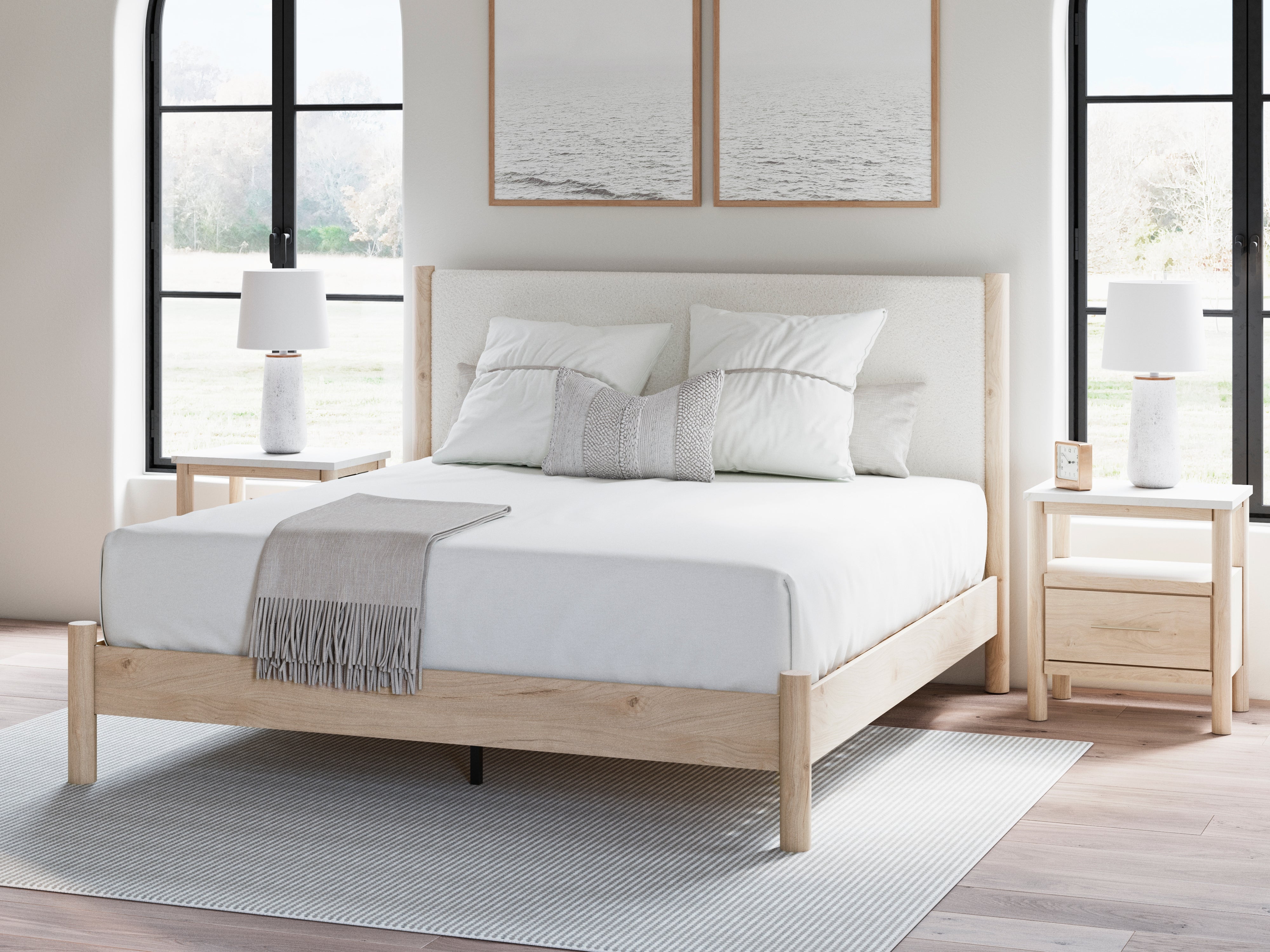 A2Z Furniture - Ashley Furniture - Cadmori Bedroom - King Upholstered Panel Bed / Two-tone - B2615B7