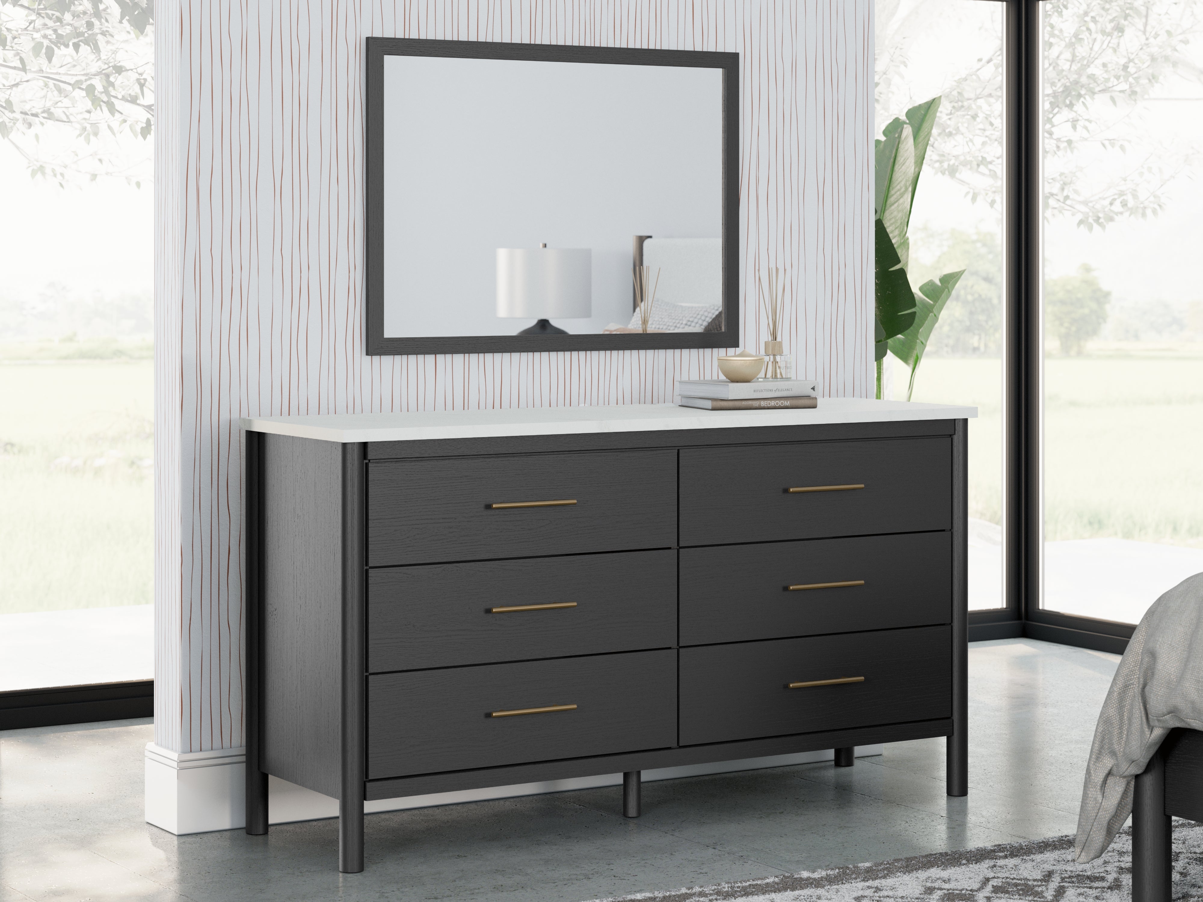 A2Z Furniture - Ashley Furniture - Cadmori Bedroom - Dresser and Mirror / Black/White - B2616B1