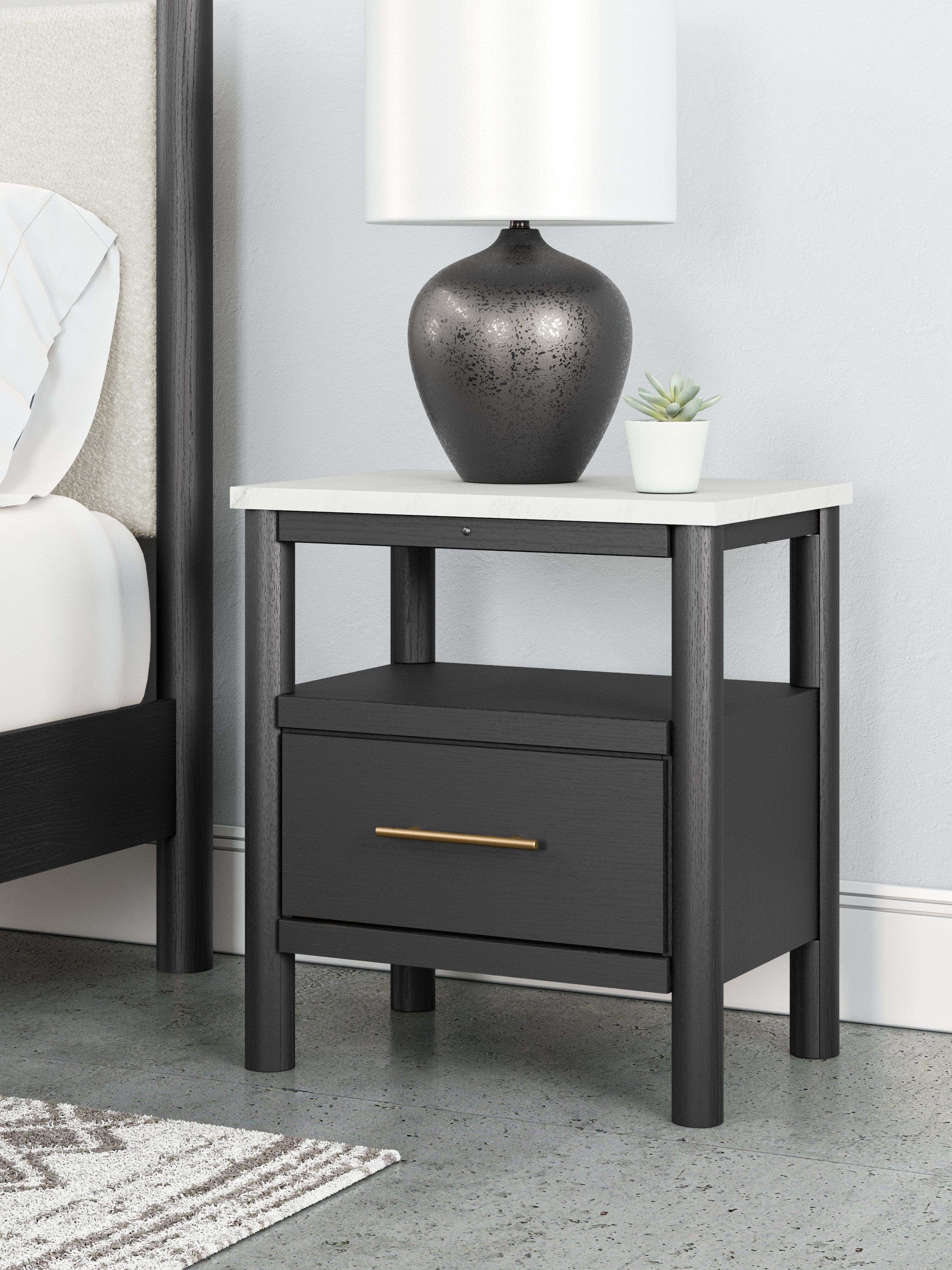 A2Z Furniture - Ashley Furniture - Cadmori Bedroom - One Drawer Night Stand / Black/White - B2616-91