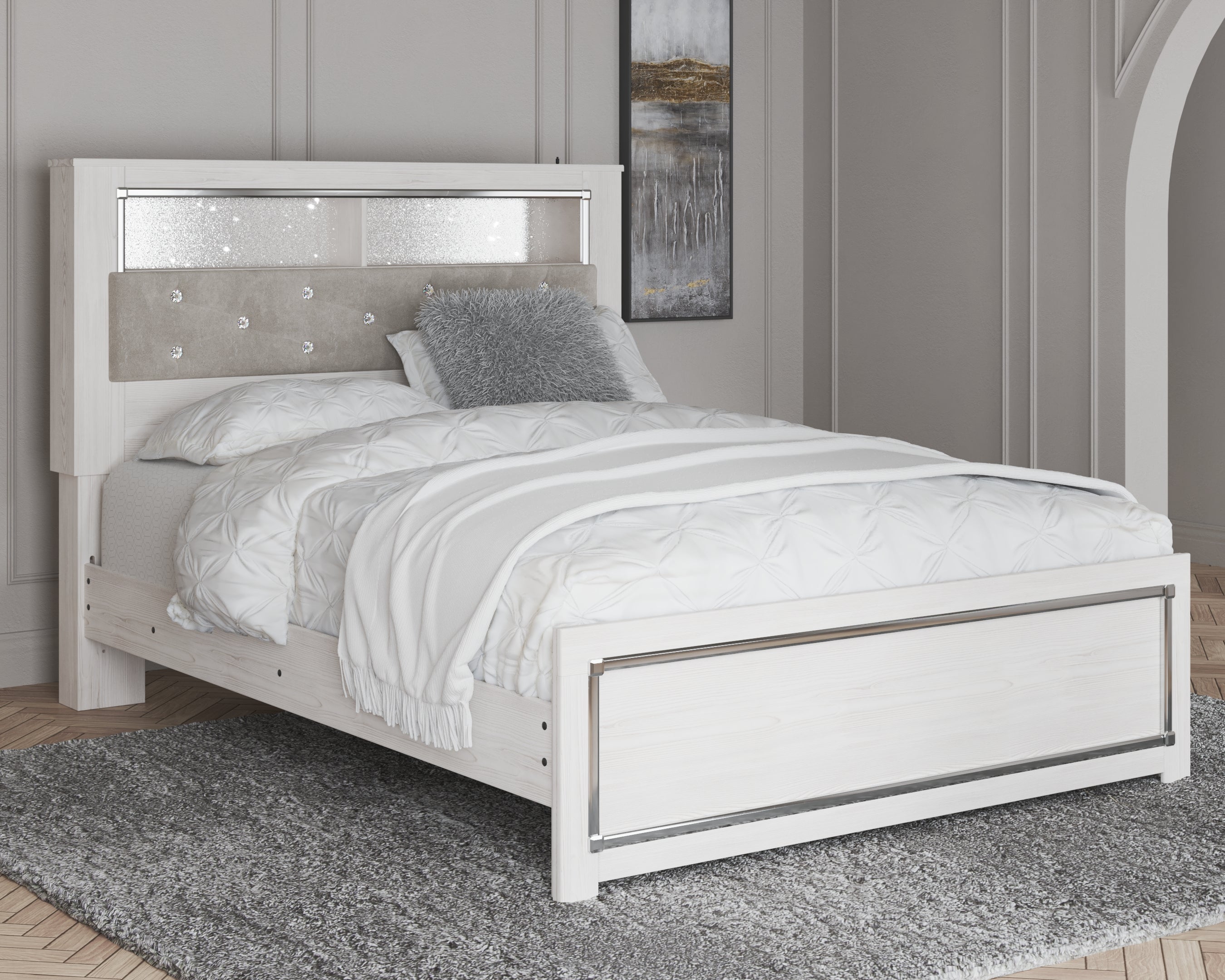 A2Z Furniture - Ashley Furniture - Altyra Bedroom - Queen Panel Bookcase Bed / White - B2640B4