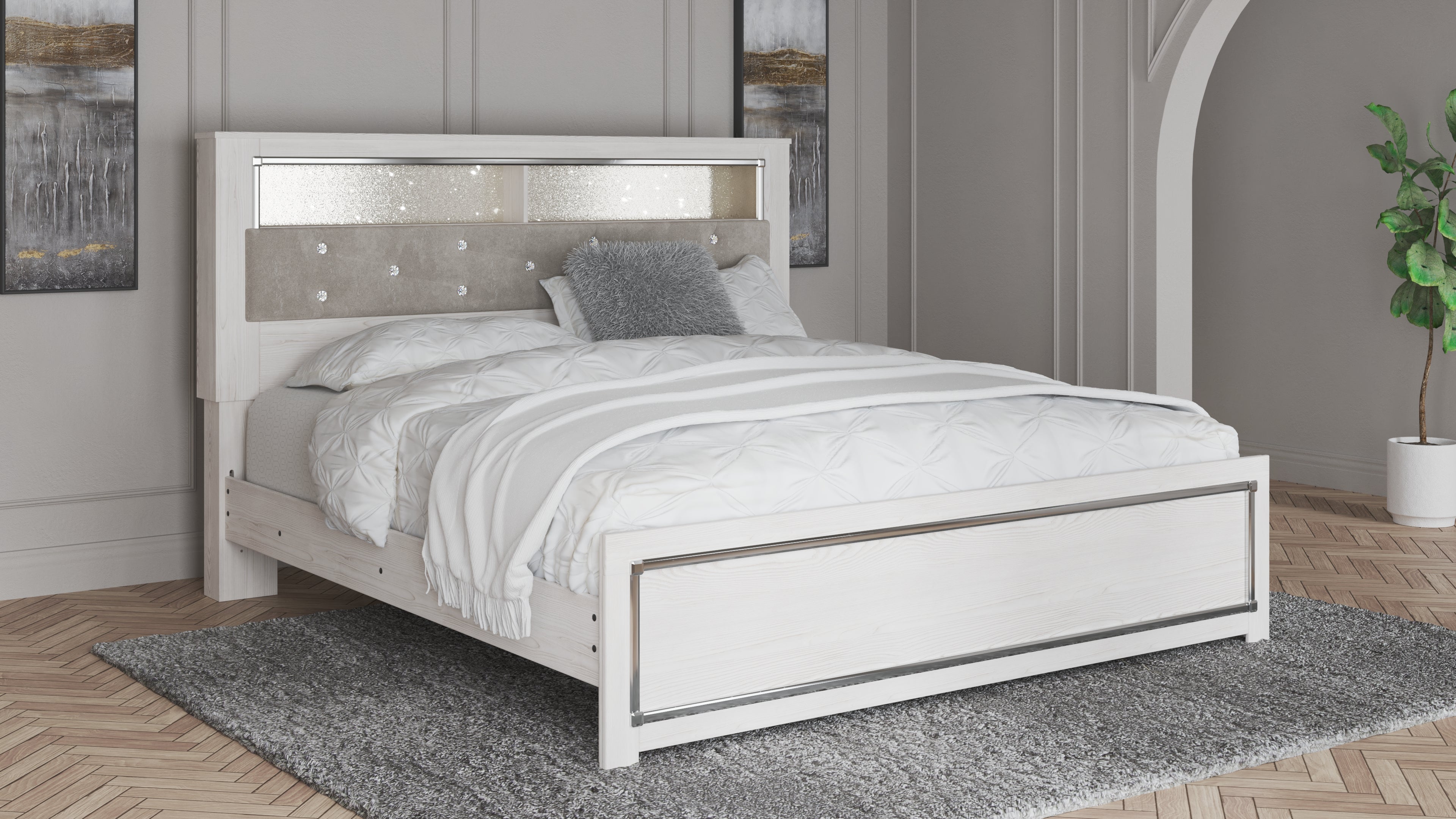 A2Z Furniture - Ashley Furniture - Altyra Bedroom - King Panel Bookcase Bed / White - B2640B5