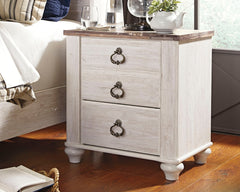A2Z Furniture - Ashley Furniture - Willowton Bedroom - Queen Sleigh Bed / Whitewash - B267B4
