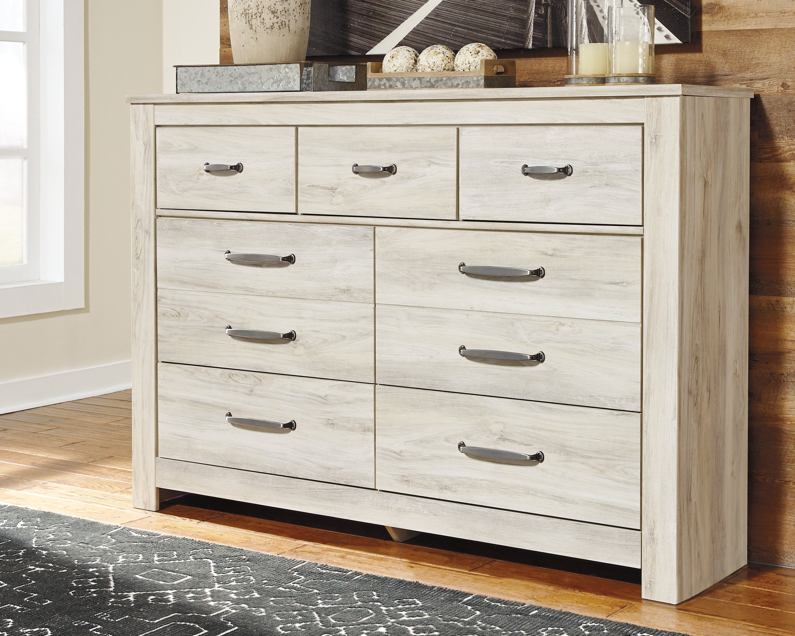 A2Z Furniture - Ashley Furniture - Bellaby Bedroom - Seven Drawer Dresser / Whitewash - B331-31
