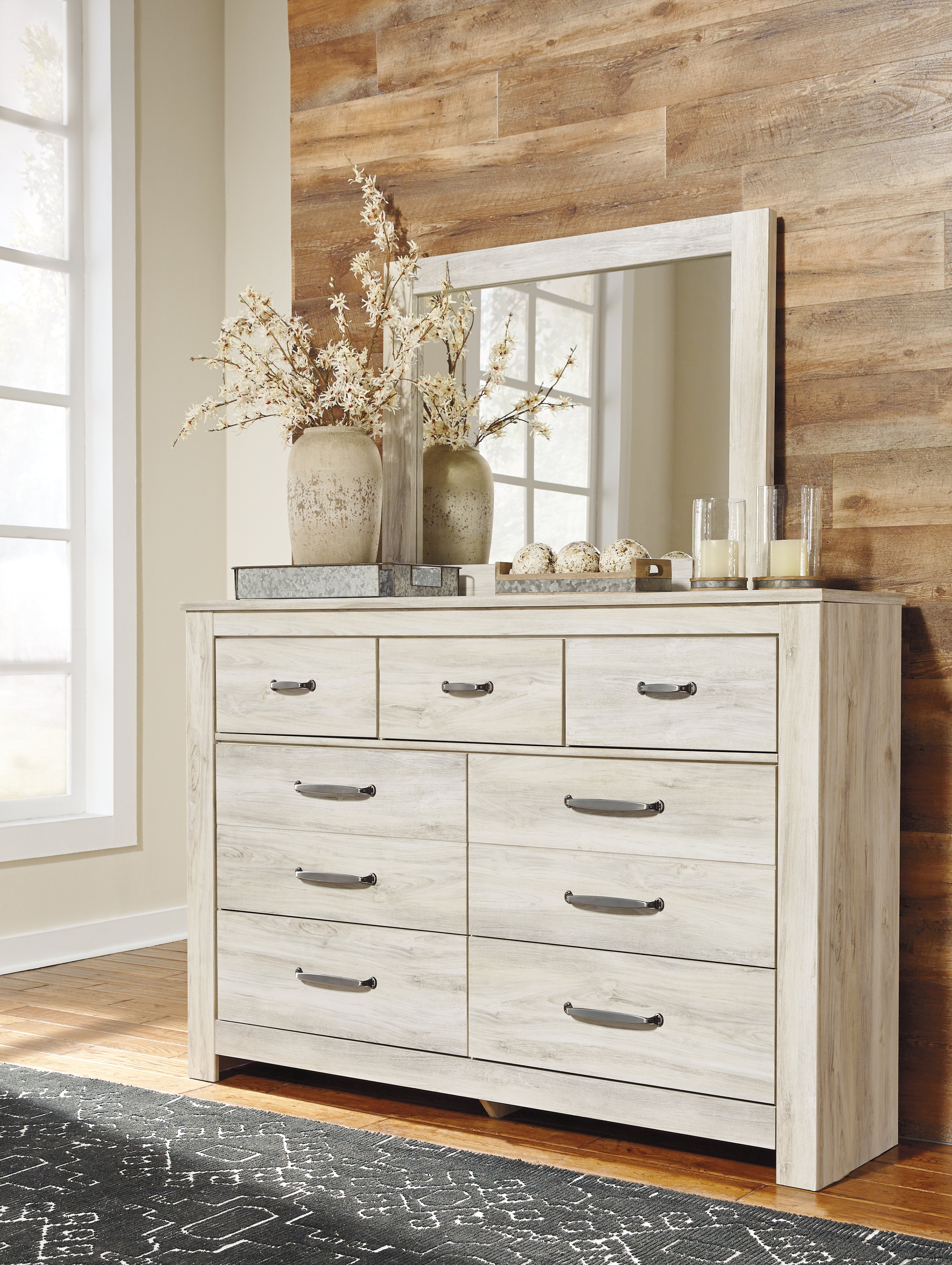 A2Z Furniture - Ashley Furniture - Bellaby Bedroom - Dresser and Mirror / Whitewash - B331B1
