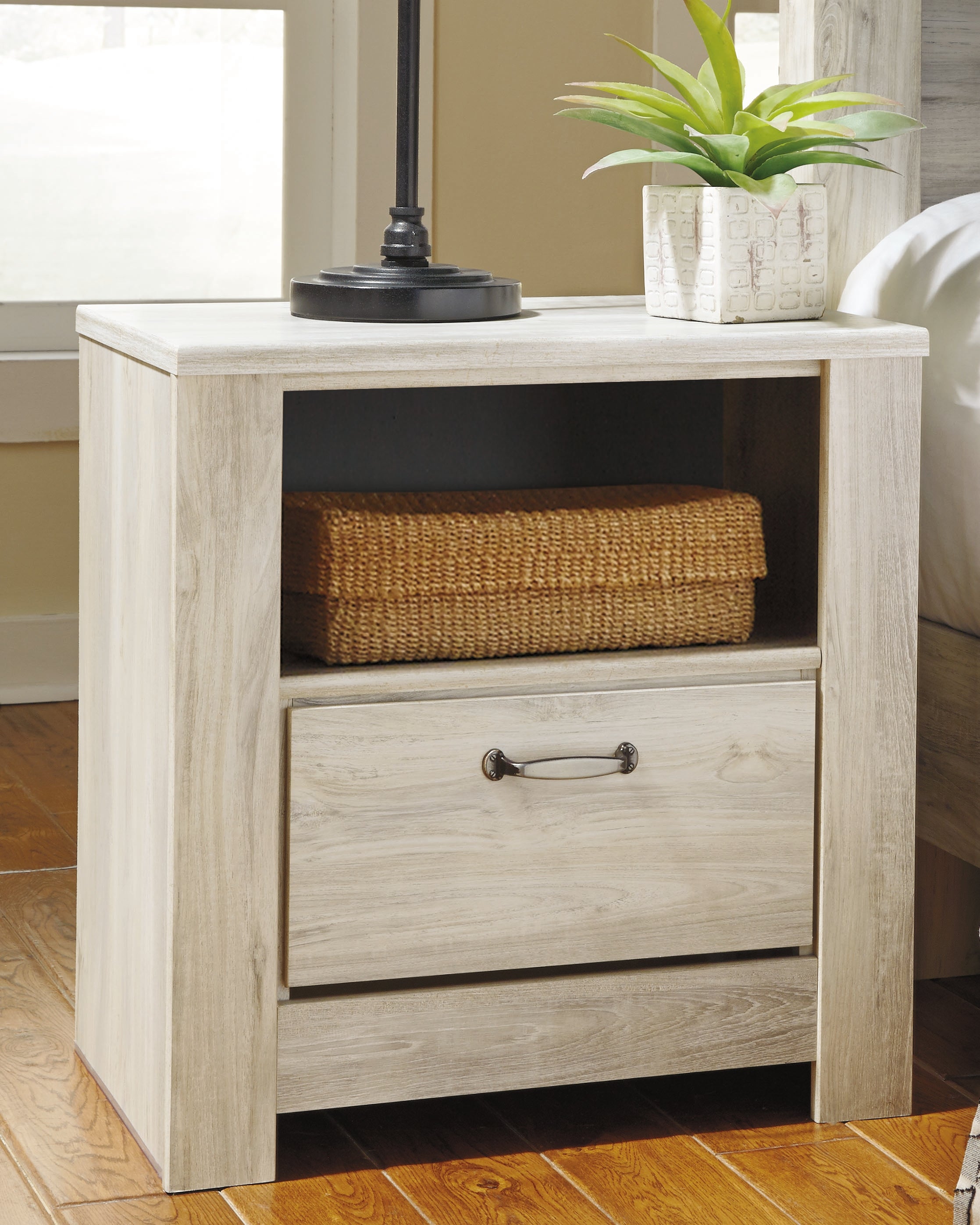 A2Z Furniture - Ashley Furniture - Bellaby Bedroom - One Drawer Night Stand / Whitewash - B331-91