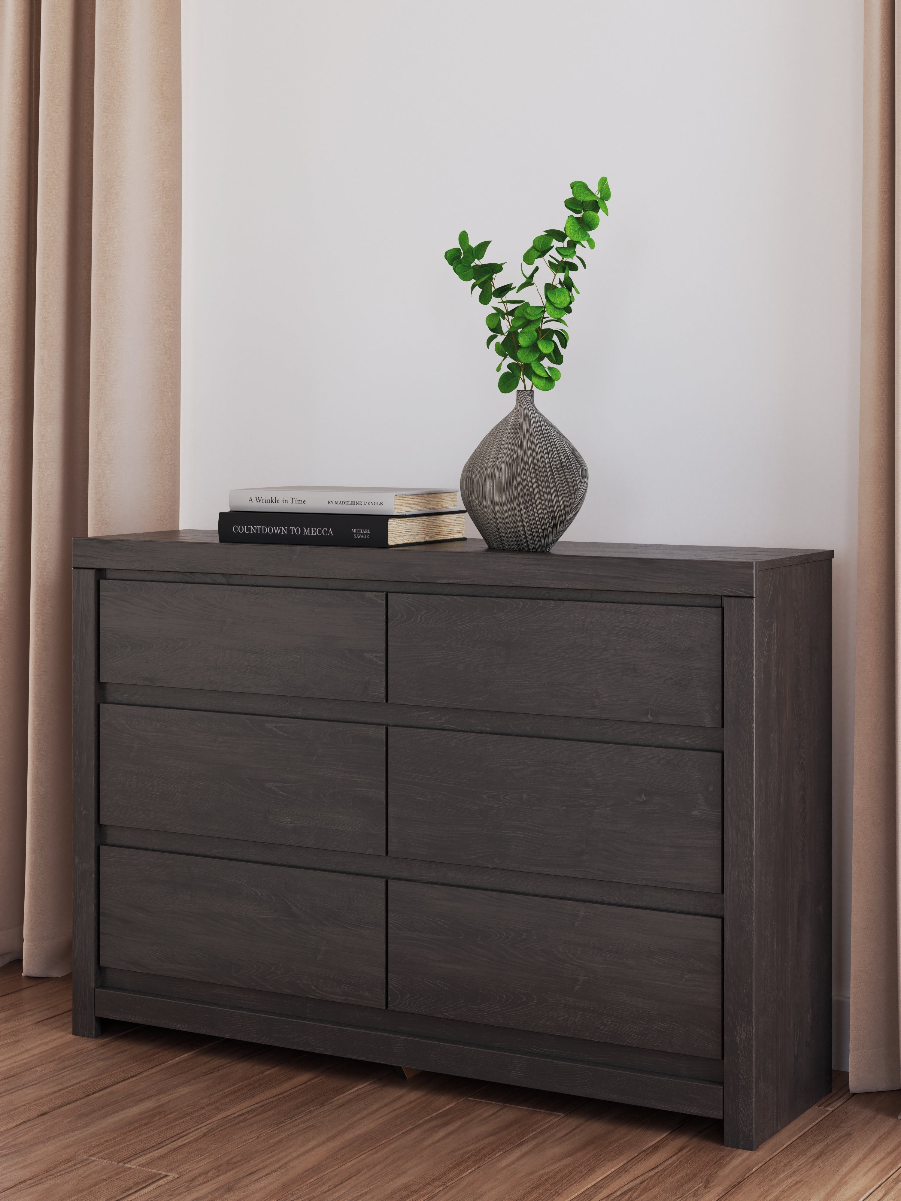 A2Z Furniture - Ashley Furniture - Fraluna Bedroom - Six Drawer Dresser / Charcoal - PCB3370-31
