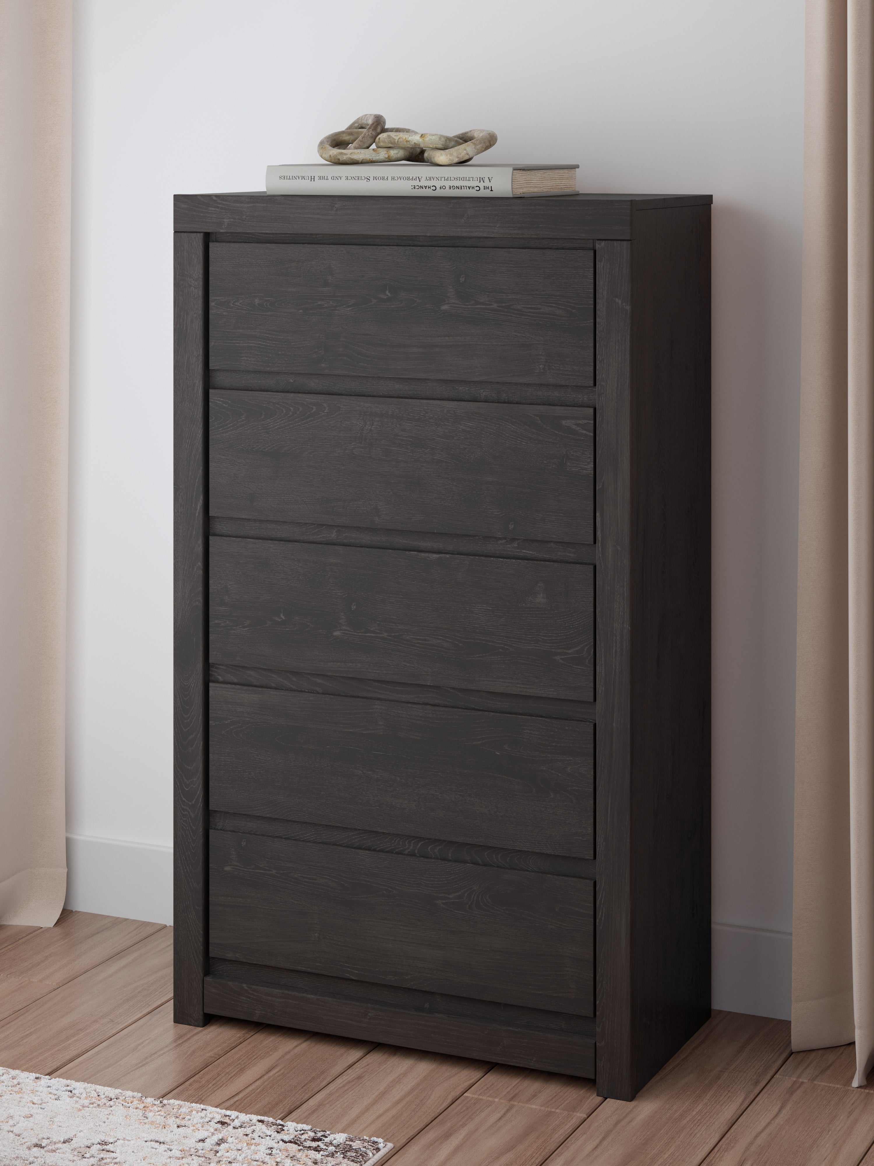 A2Z Furniture - Ashley Furniture - Fraluna Bedroom - Five Drawer Chest / Charcoal - PCB3370-46