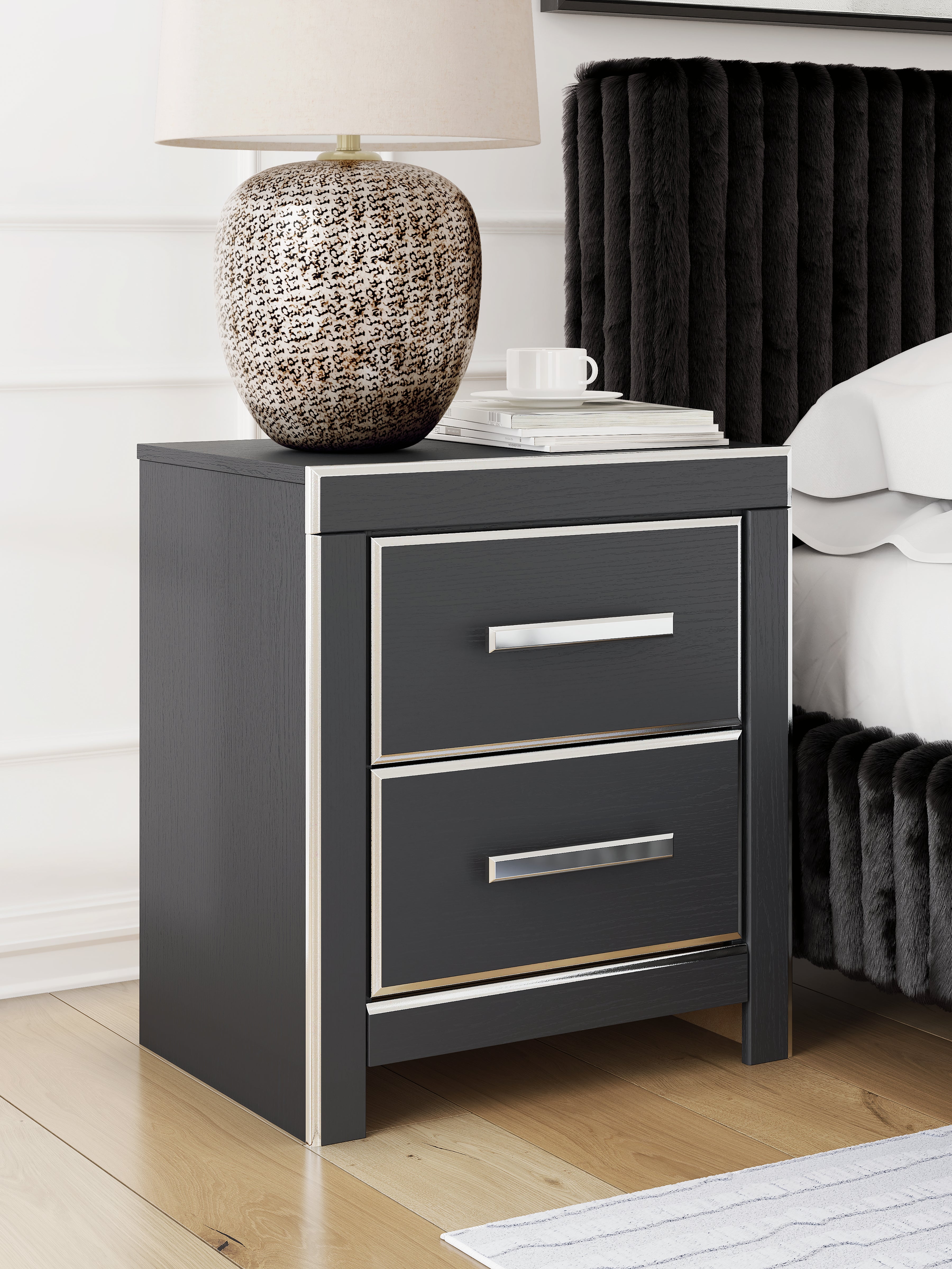 A2Z Furniture - Ashley Furniture - Zuraleus Bedroom - Two Drawer Night Stand / Black - PCB3380-92