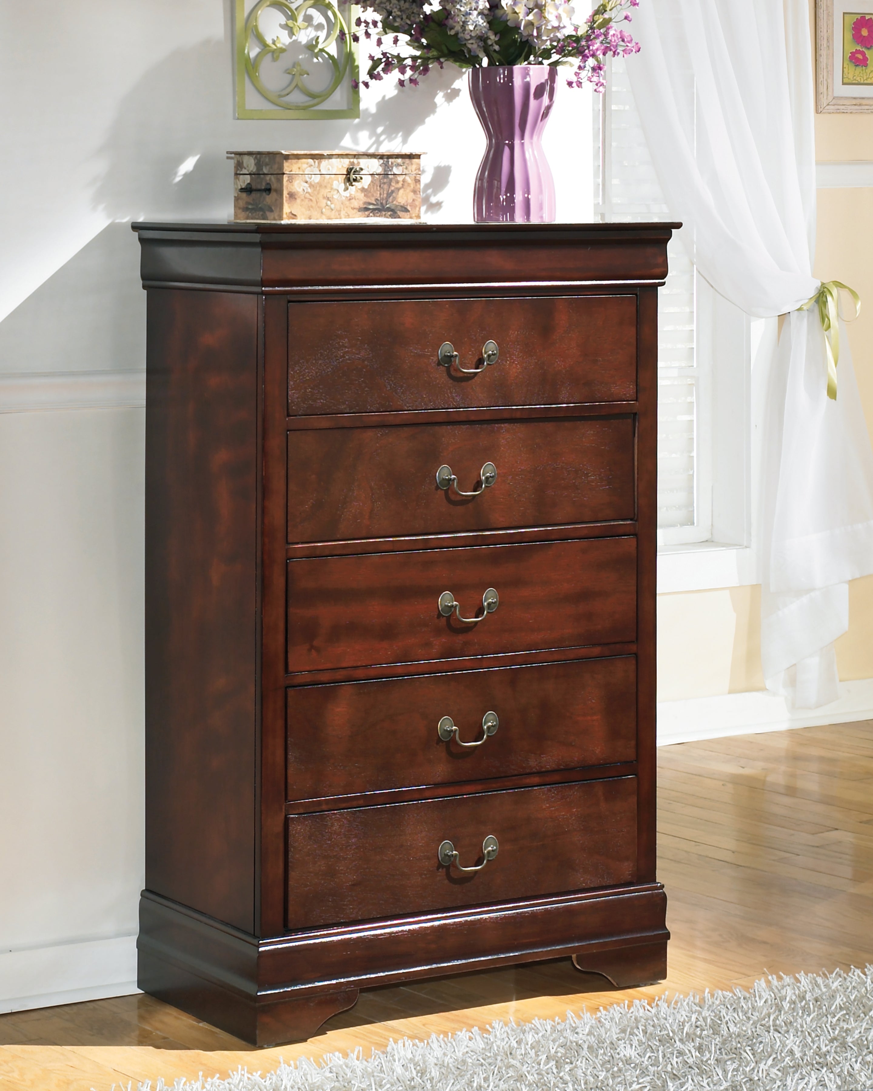 A2Z Furniture - Ashley Furniture - Alisdair Bedroom - Chest / Reddish Brown - B376-46