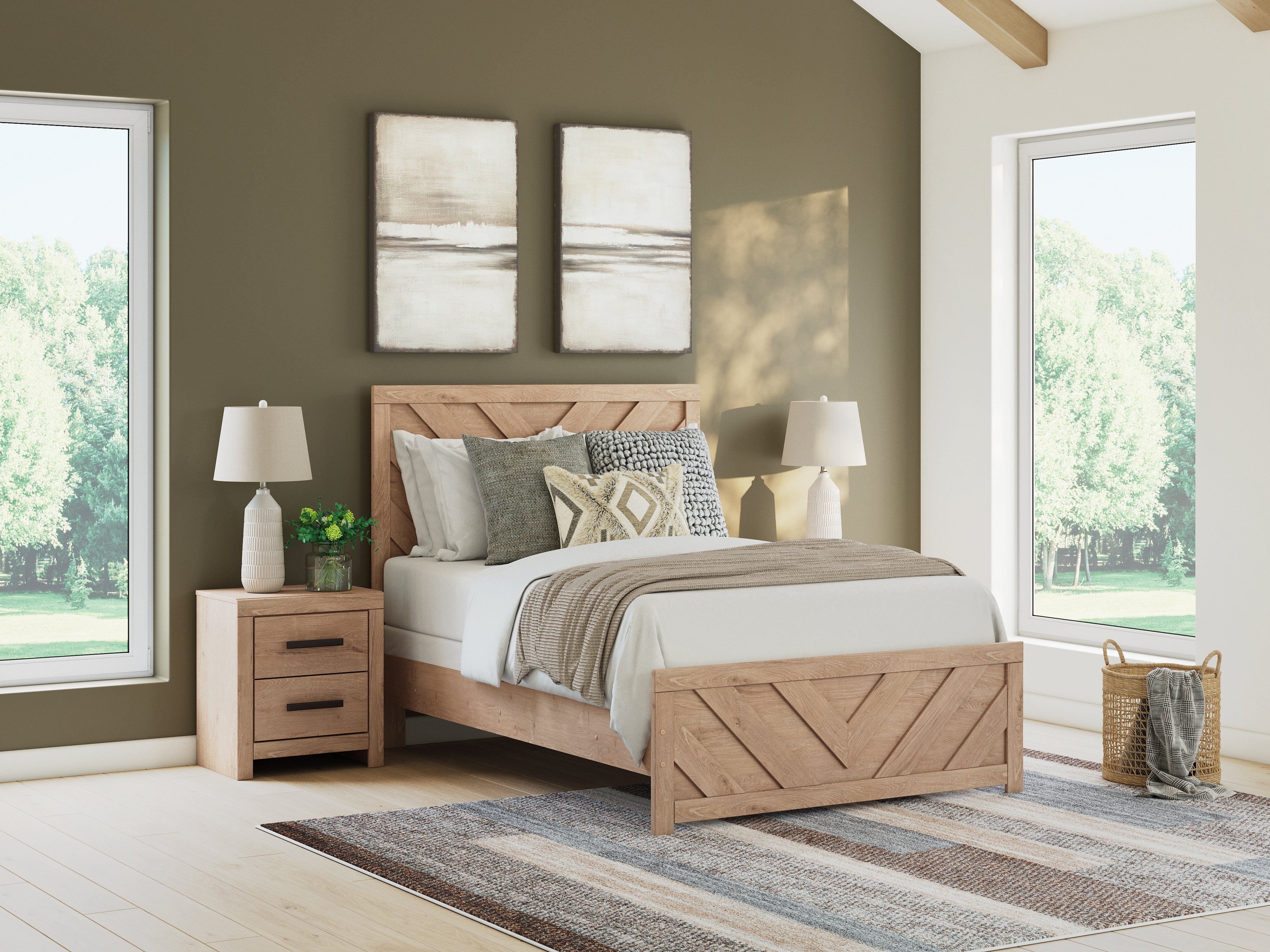 A2Z Furniture - Ashley Furniture - Sanginlane Bedroom - Full Panel Bed / Tan - B3787B3