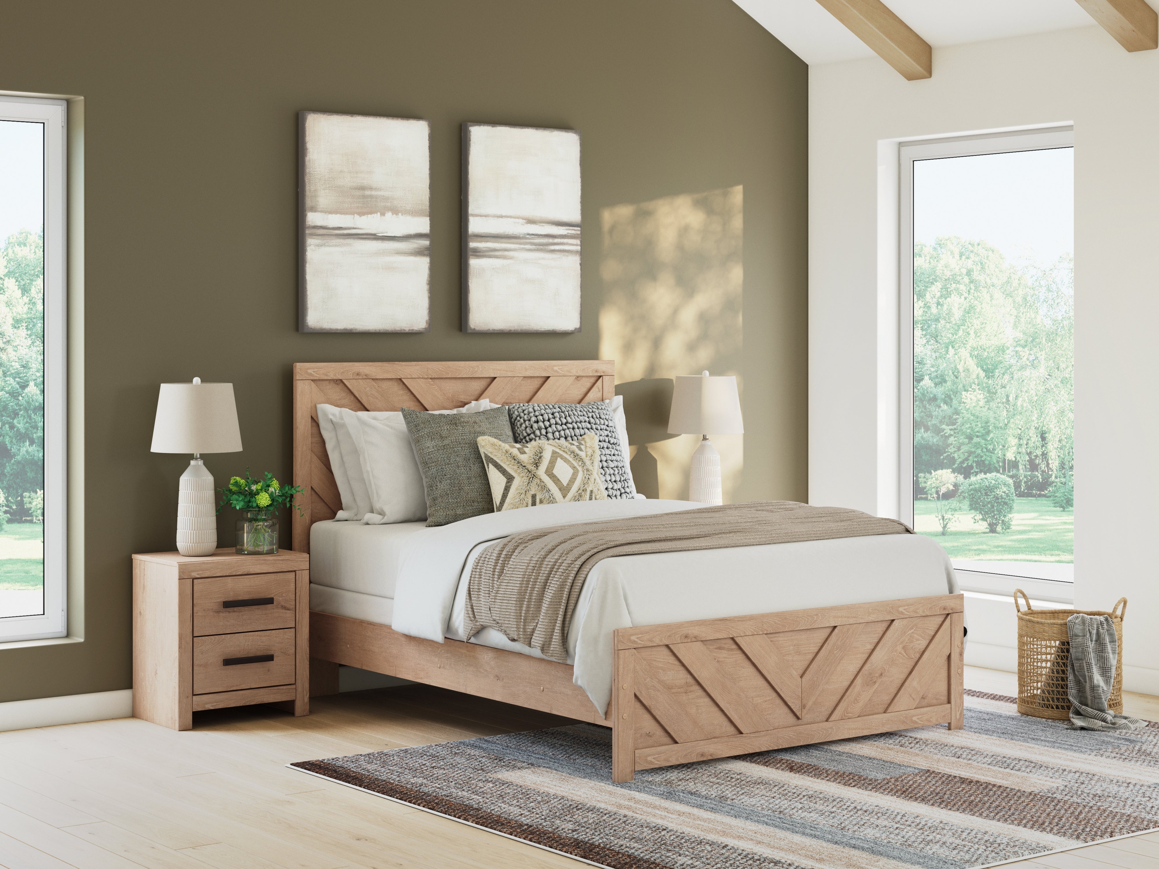 A2Z Furniture - Ashley Furniture - Sanginlane Bedroom - Queen Panel Bed / Tan - B3787B4