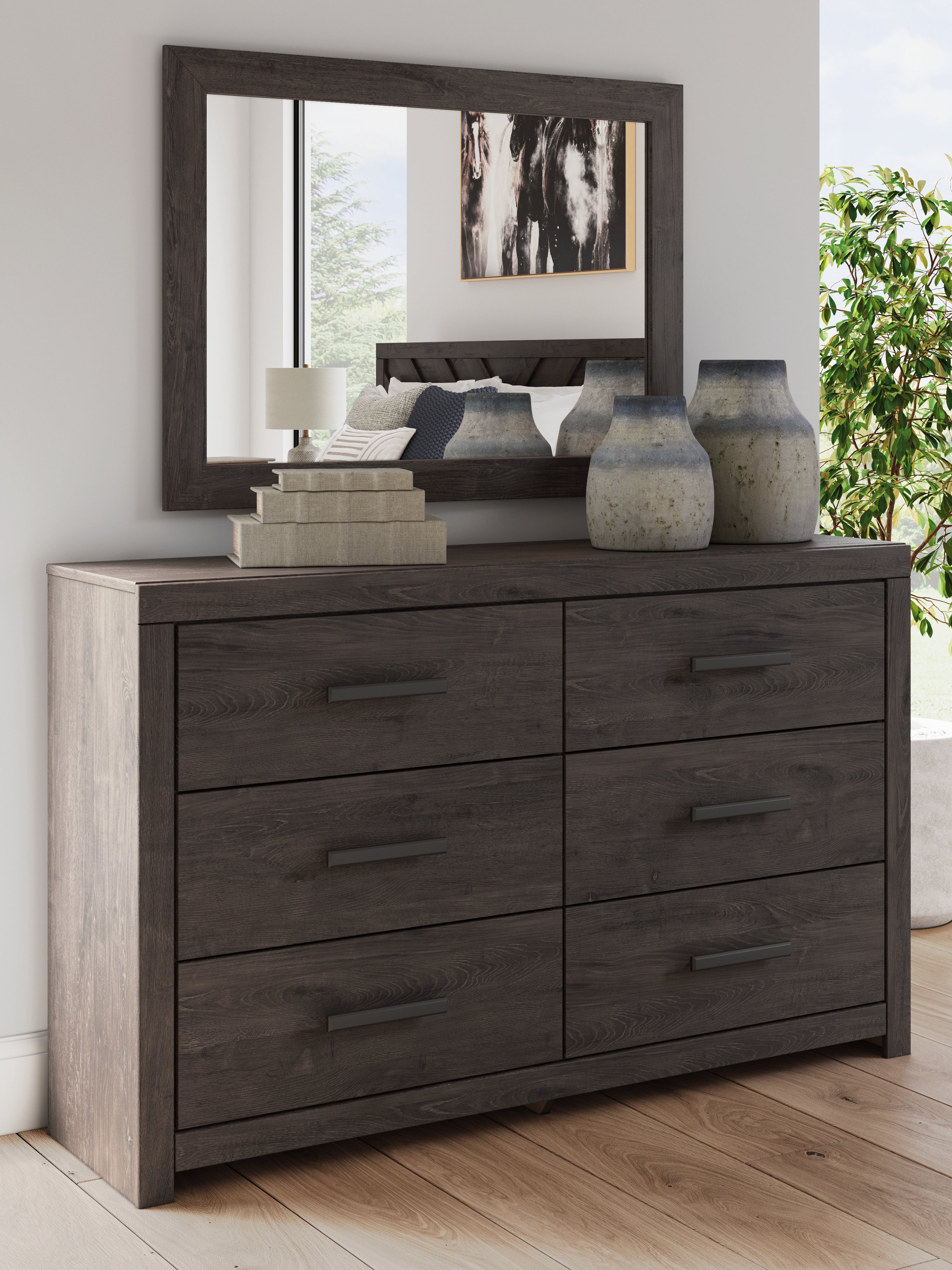 A2Z Furniture - Ashley Furniture - Prendonea Bedroom - Dresser and Mirror / Charcoal - B3789B1