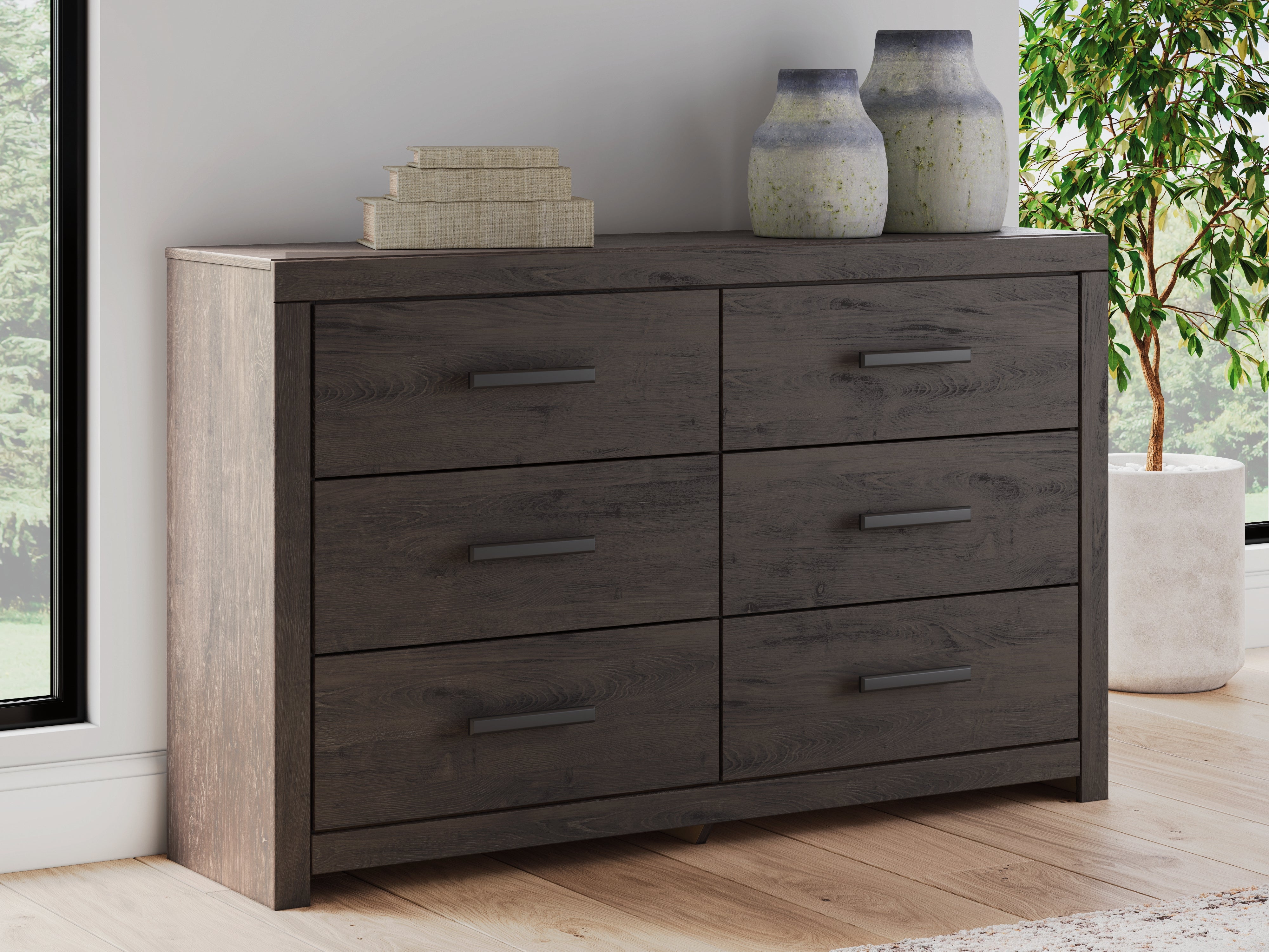 A2Z Furniture - Ashley Furniture - Prendonea Bedroom - Six Drawer Dresser / Charcoal - B3789-31