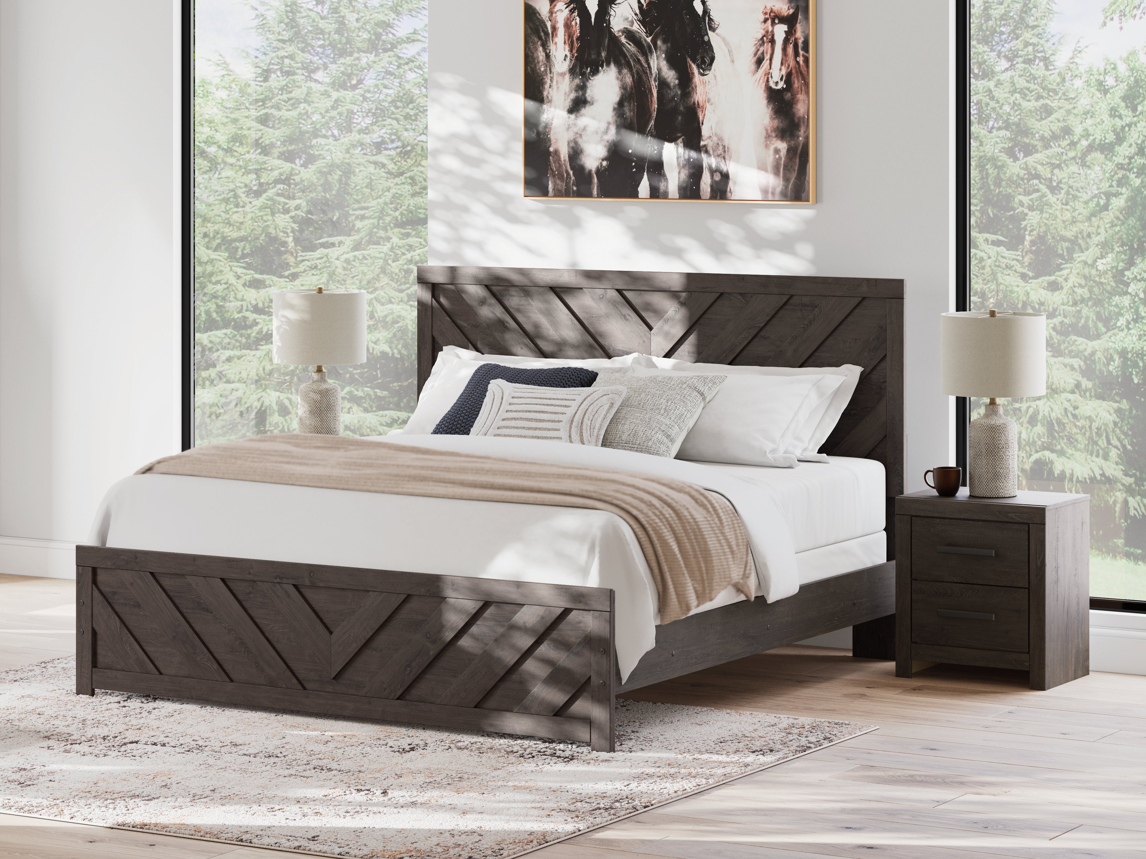A2Z Furniture - Ashley Furniture - Prendonea Bedroom - King Panel Bed / Charcoal - B3789B8