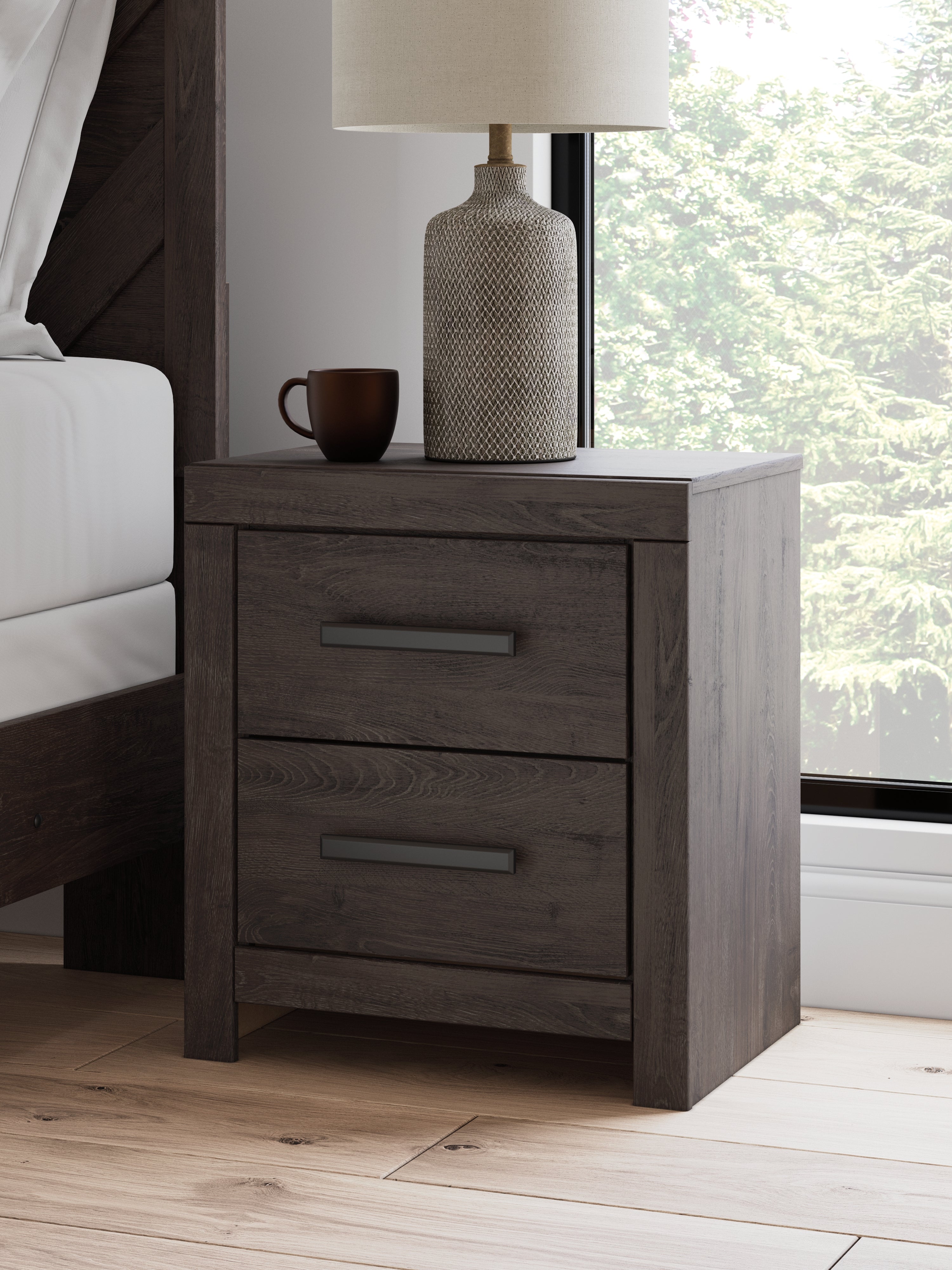 A2Z Furniture - Ashley Furniture - Prendonea Bedroom - Two Drawer Night Stand / Charcoal - B3789-92