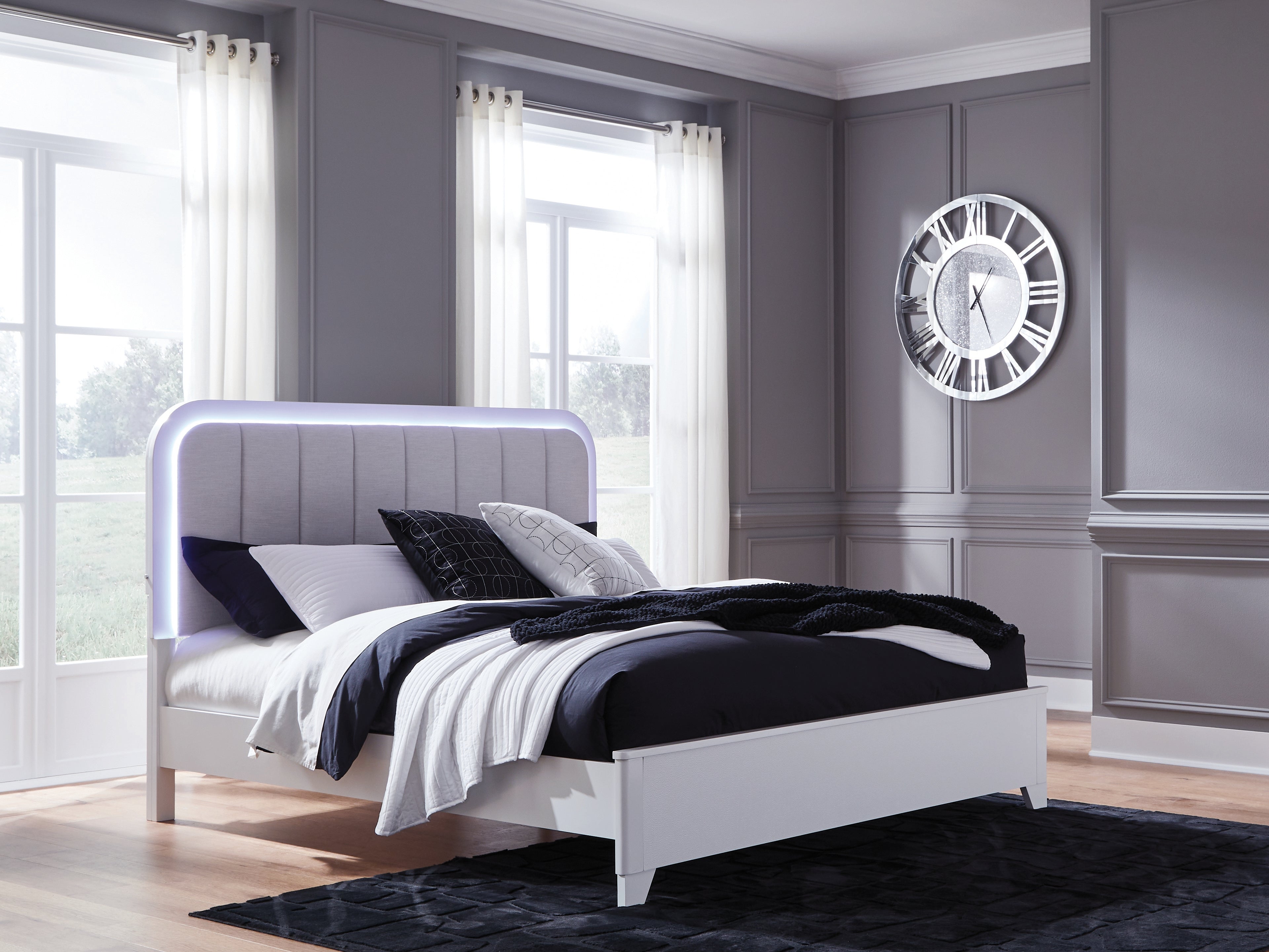 A2Z Furniture - Ashley Furniture - Jarlee Bedroom - King Upholstered Panel Bed / White - PCB392B4