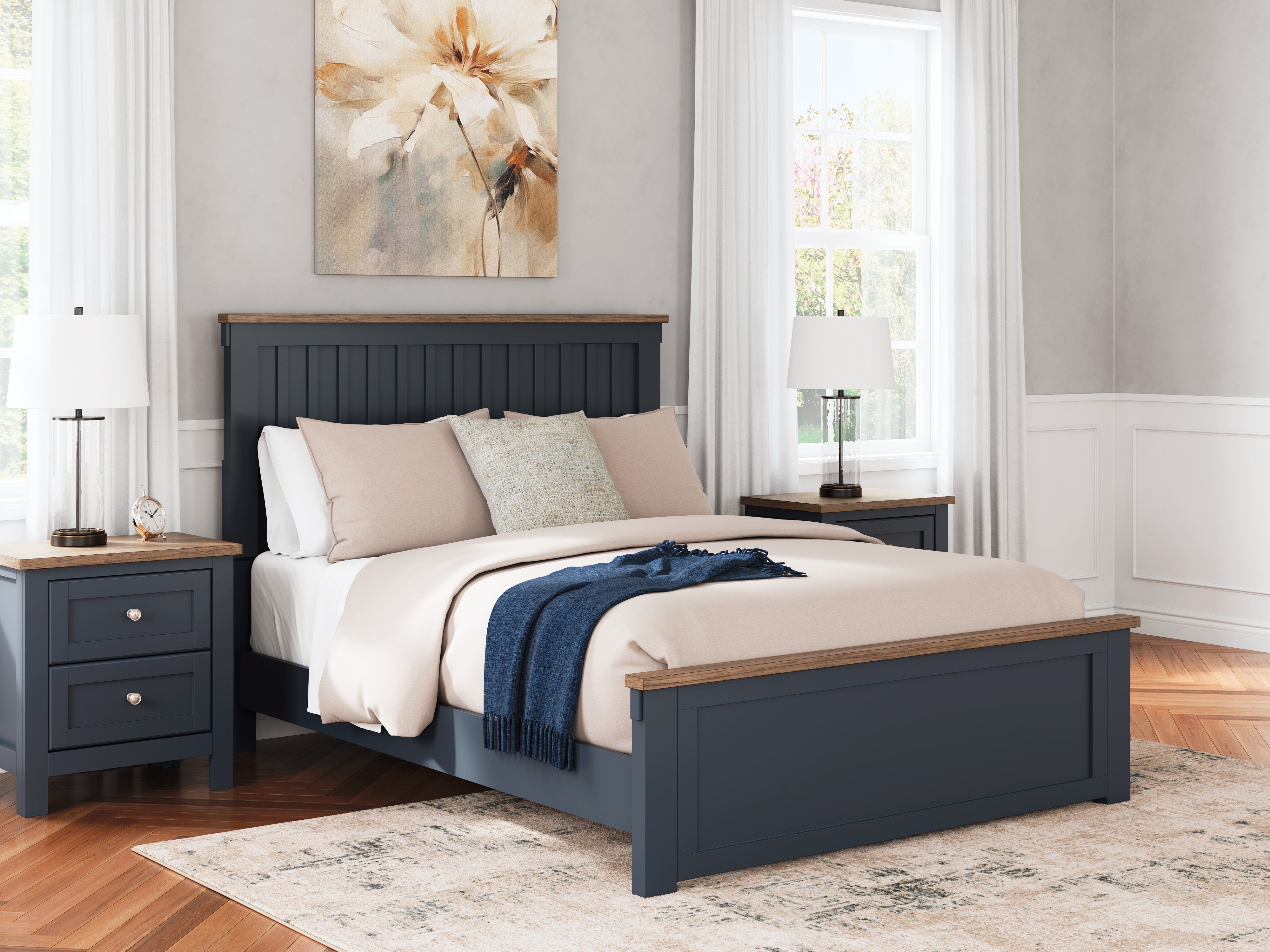A2Z Furniture - Ashley Furniture - Landocken Bedroom - Queen Panel Bed / Brown/Blue - B414B10