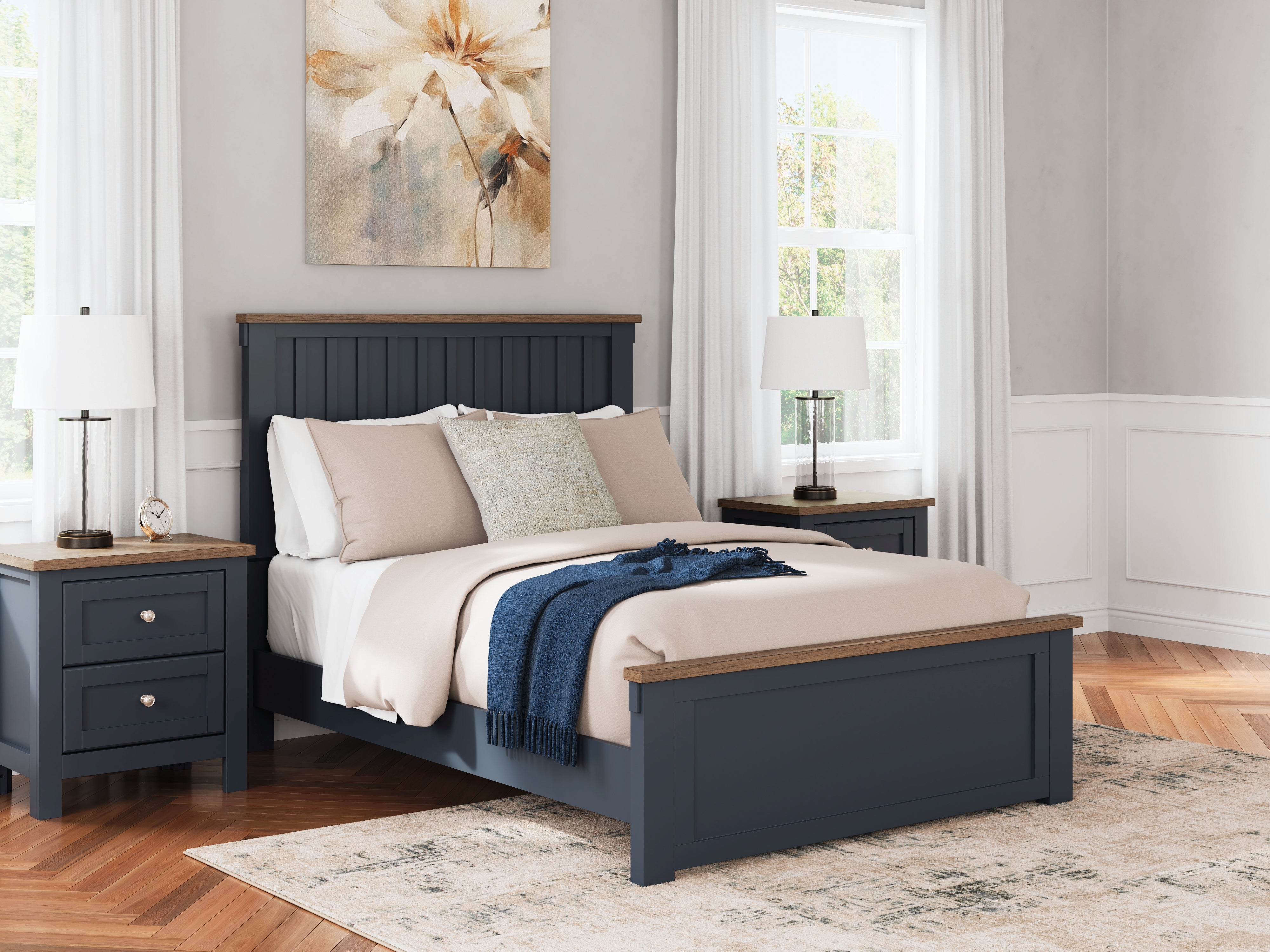 A2Z Furniture - Ashley Furniture - Landocken Bedroom - Full Panel Bed / Brown/Blue - B414B3