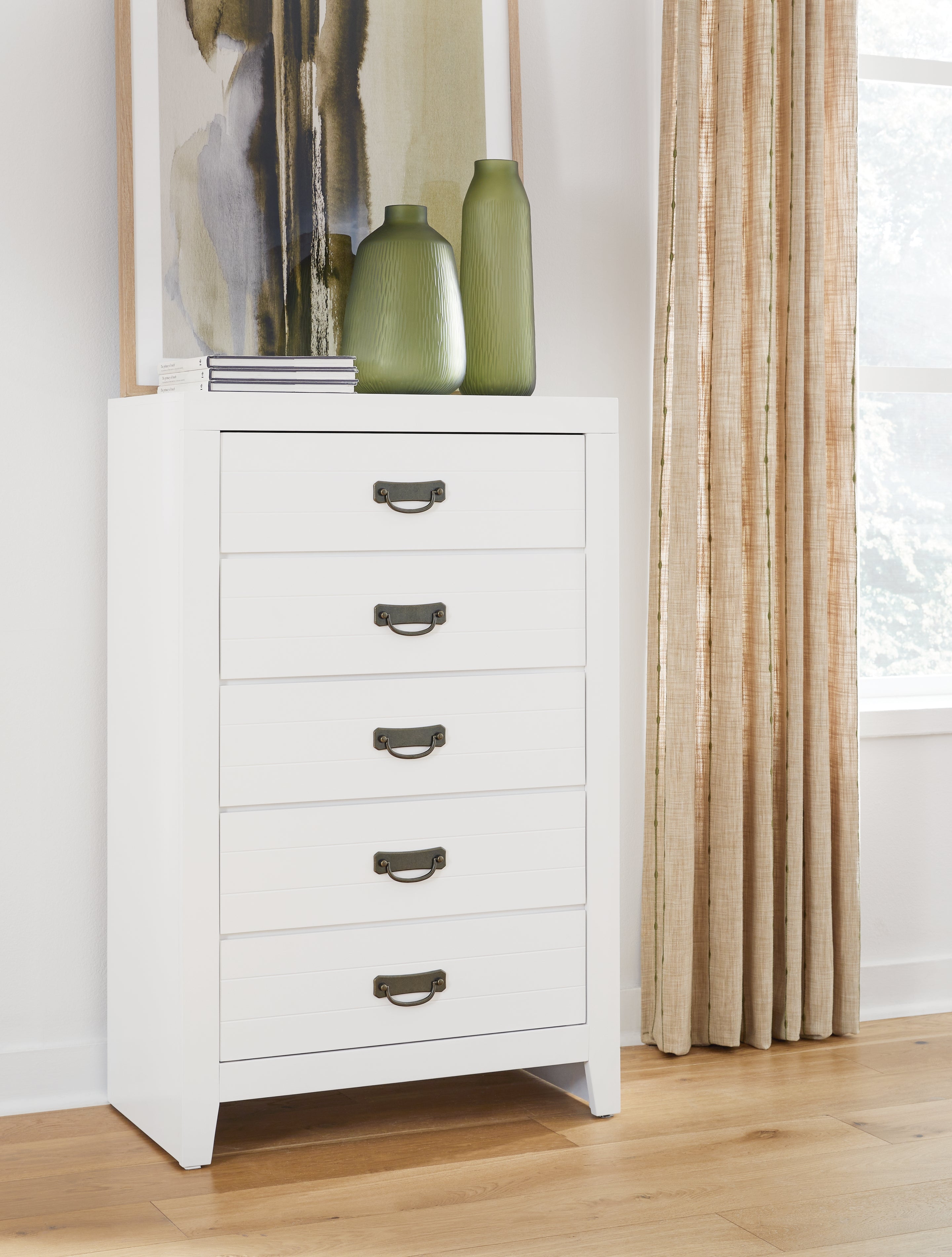 A2Z Furniture - Ashley Furniture - Binterglen Bedroom - Five Drawer Chest / White - B427-46