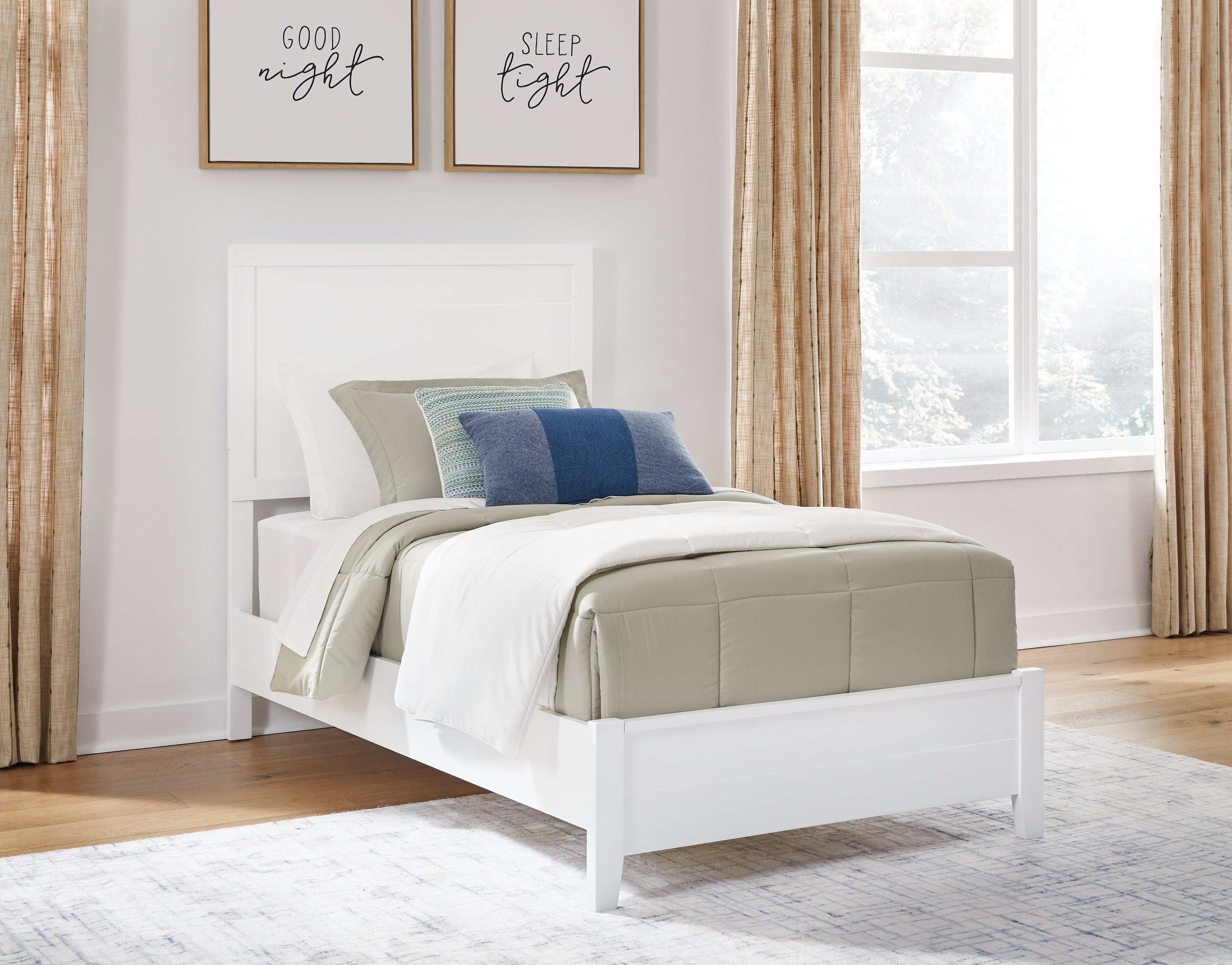 A2Z Furniture - Ashley Furniture - Binterglen Bedroom - Twin Panel Bed / White - B427B2