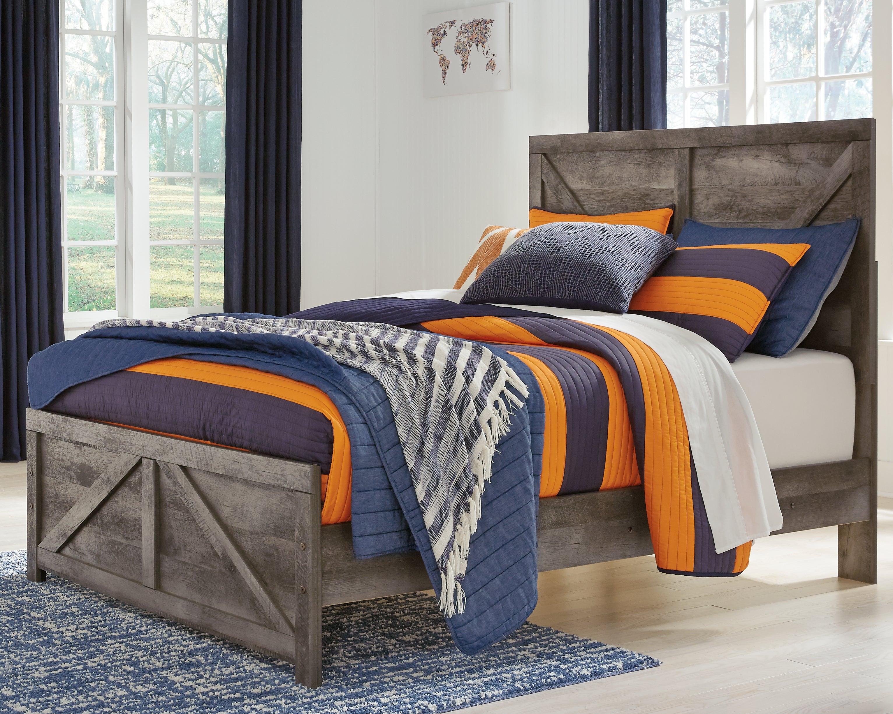 A2Z Furniture - Ashley Furniture - Wynnlow Bedroom - Full Crossbuck Panel Bed / Gray - B440B17