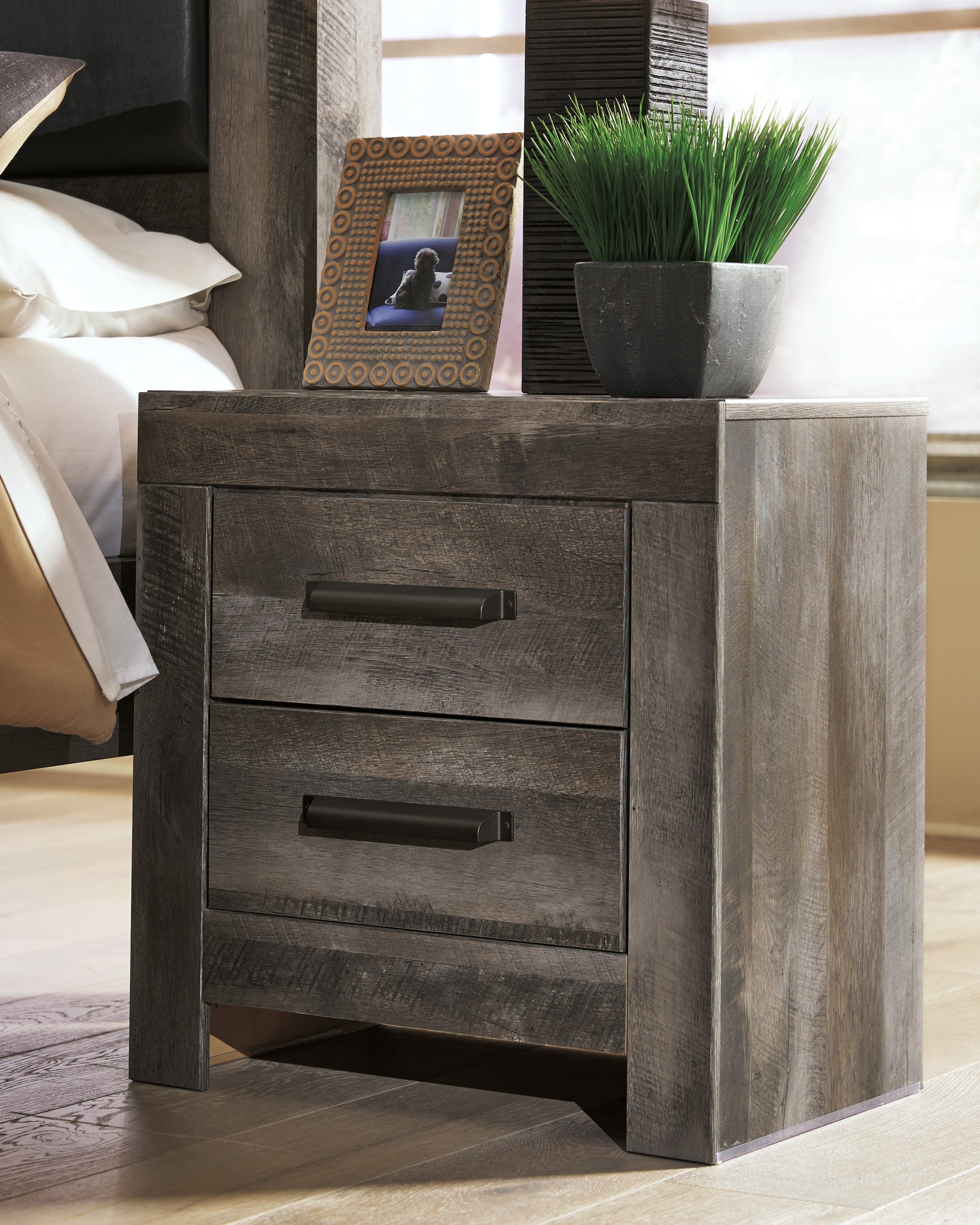 A2Z Furniture - Ashley Furniture - Wynnlow Bedroom - Two Drawer Night Stand / Gray - B440-92