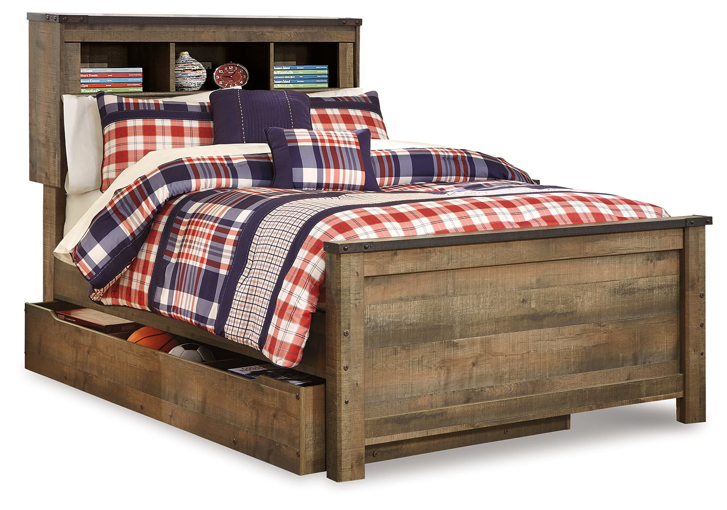 A2Z Furniture - Ashley Furniture - Trinell Bedroom - Full Bookcase Bed with Storage / Brown - B446B91