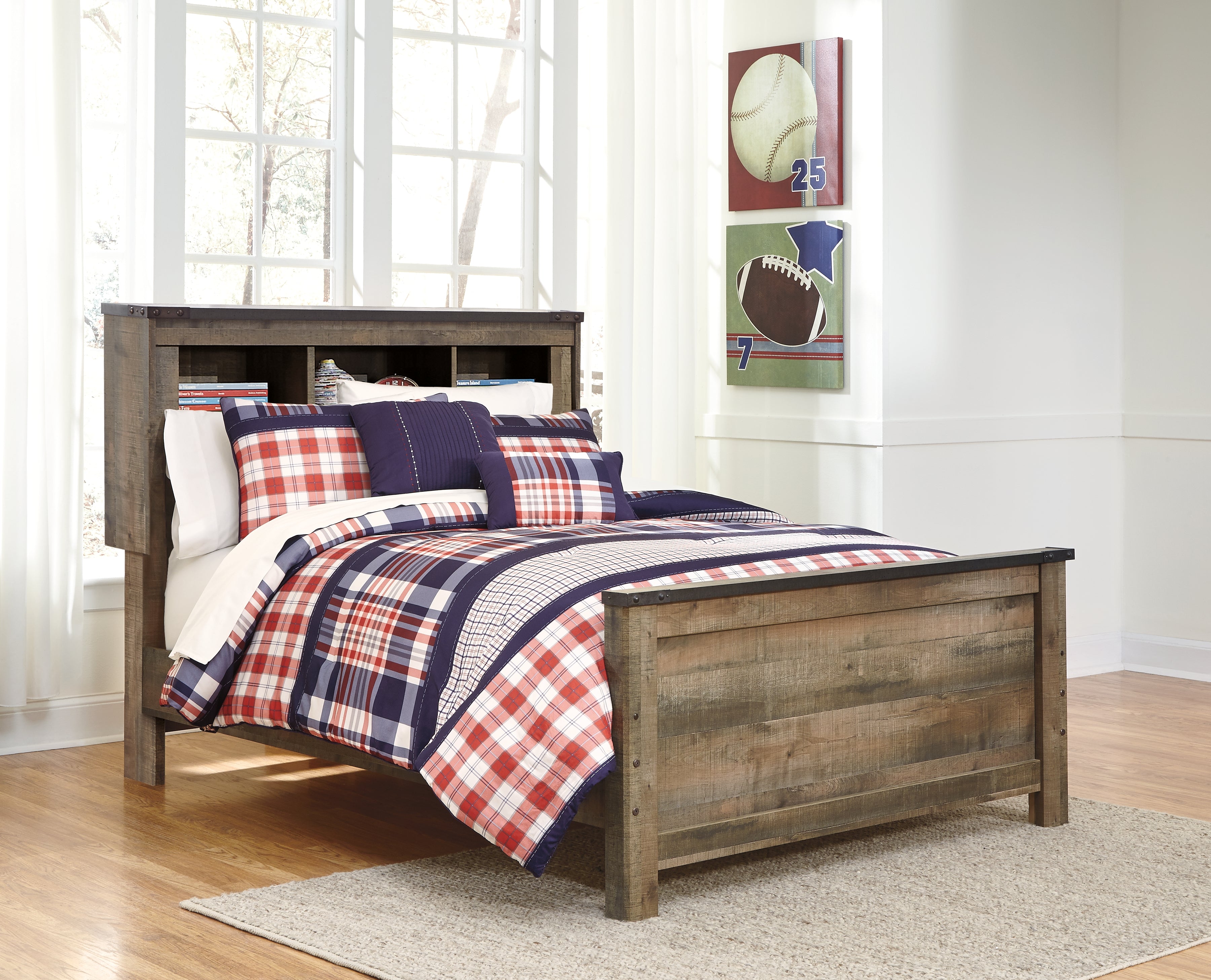 A2Z Furniture - Ashley Furniture - Trinell Bedroom - Full Bookcase Panel Bed / Brown - B446B87