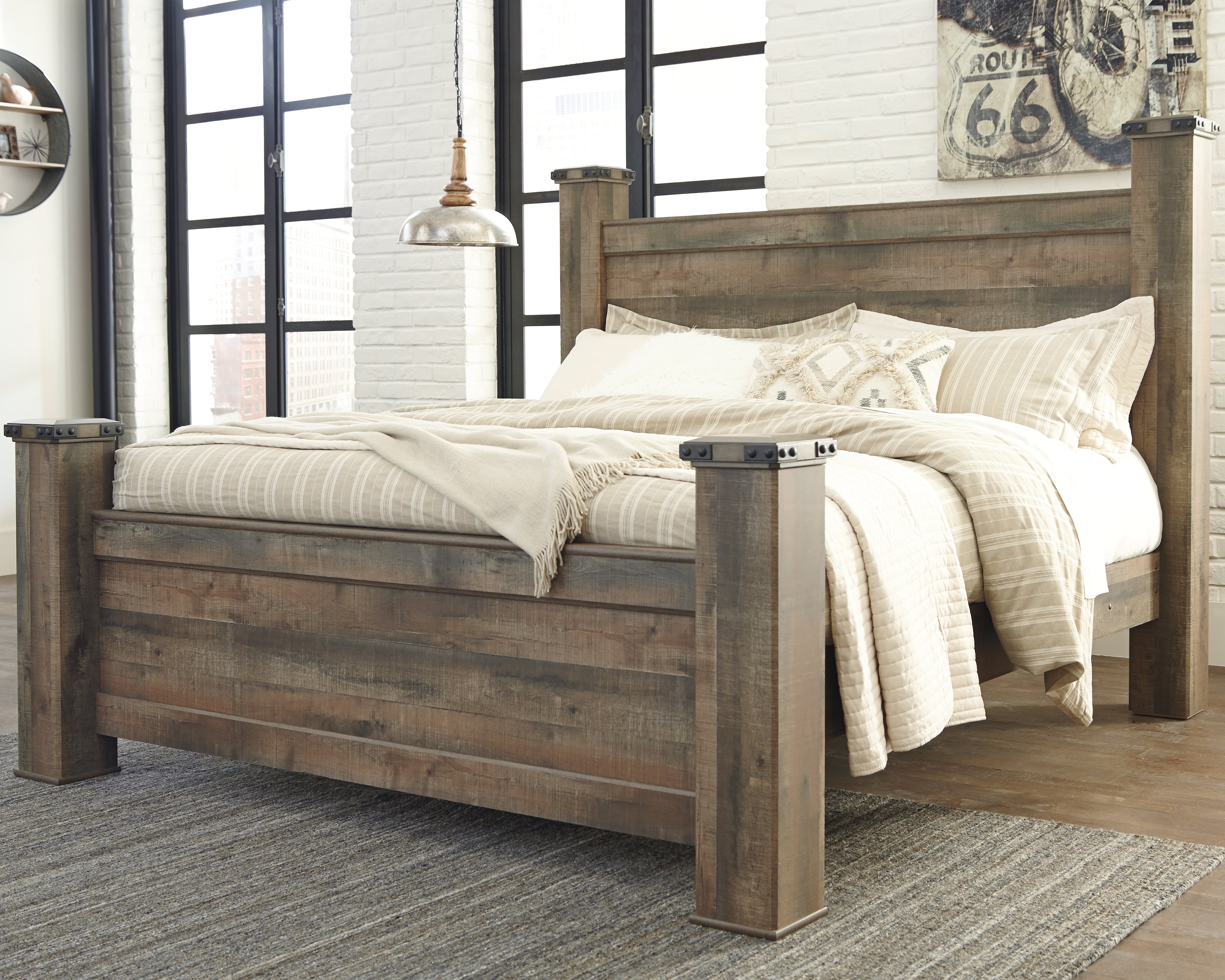 A2Z Furniture - Ashley Furniture - Trinell Bedroom - King Poster Bed / Brown - B446B45